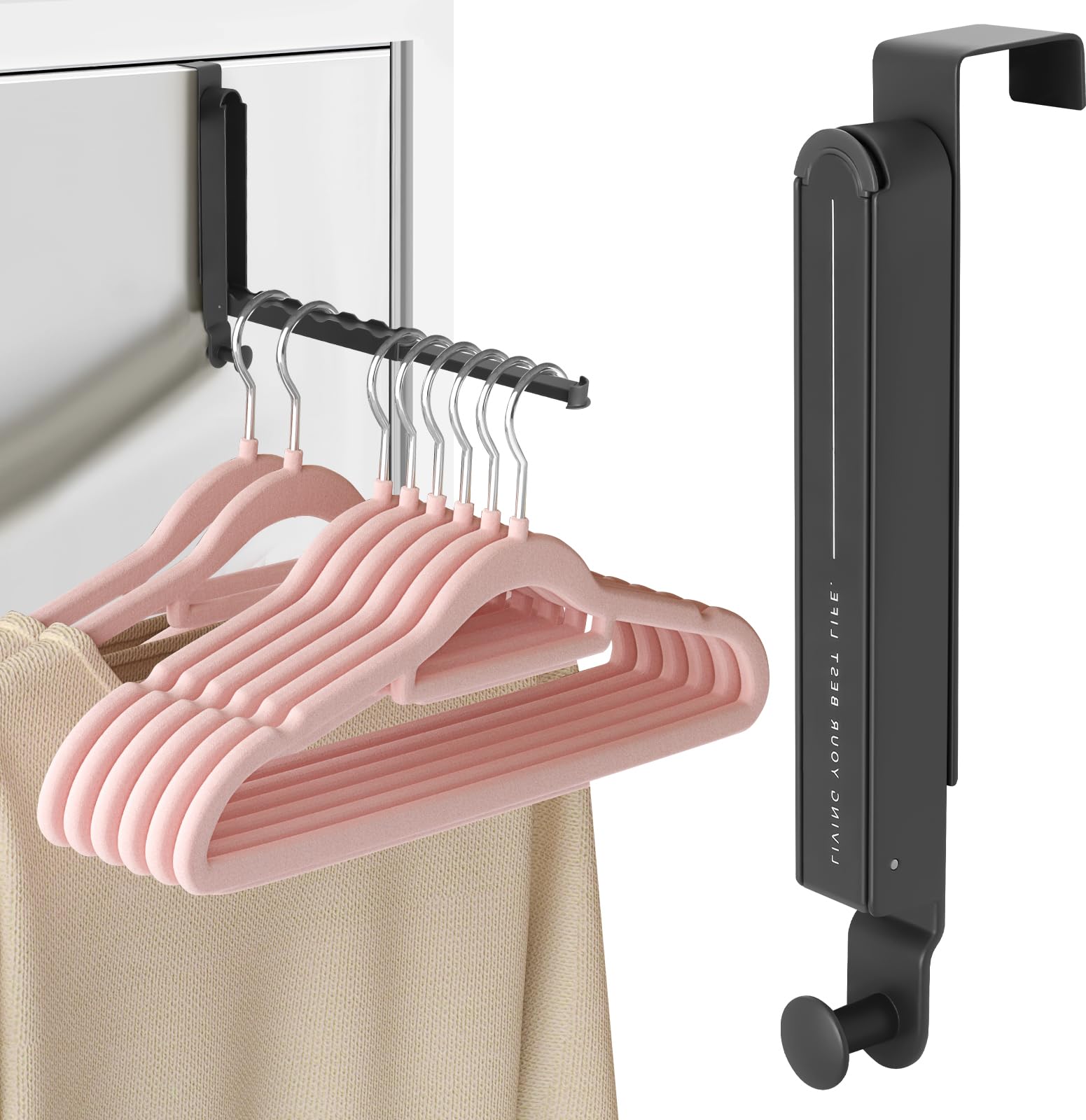 Mittimiya Cintre Pliable : Crochet de Porte pour 6 Cintres, Installation Facile, Sans Perçage