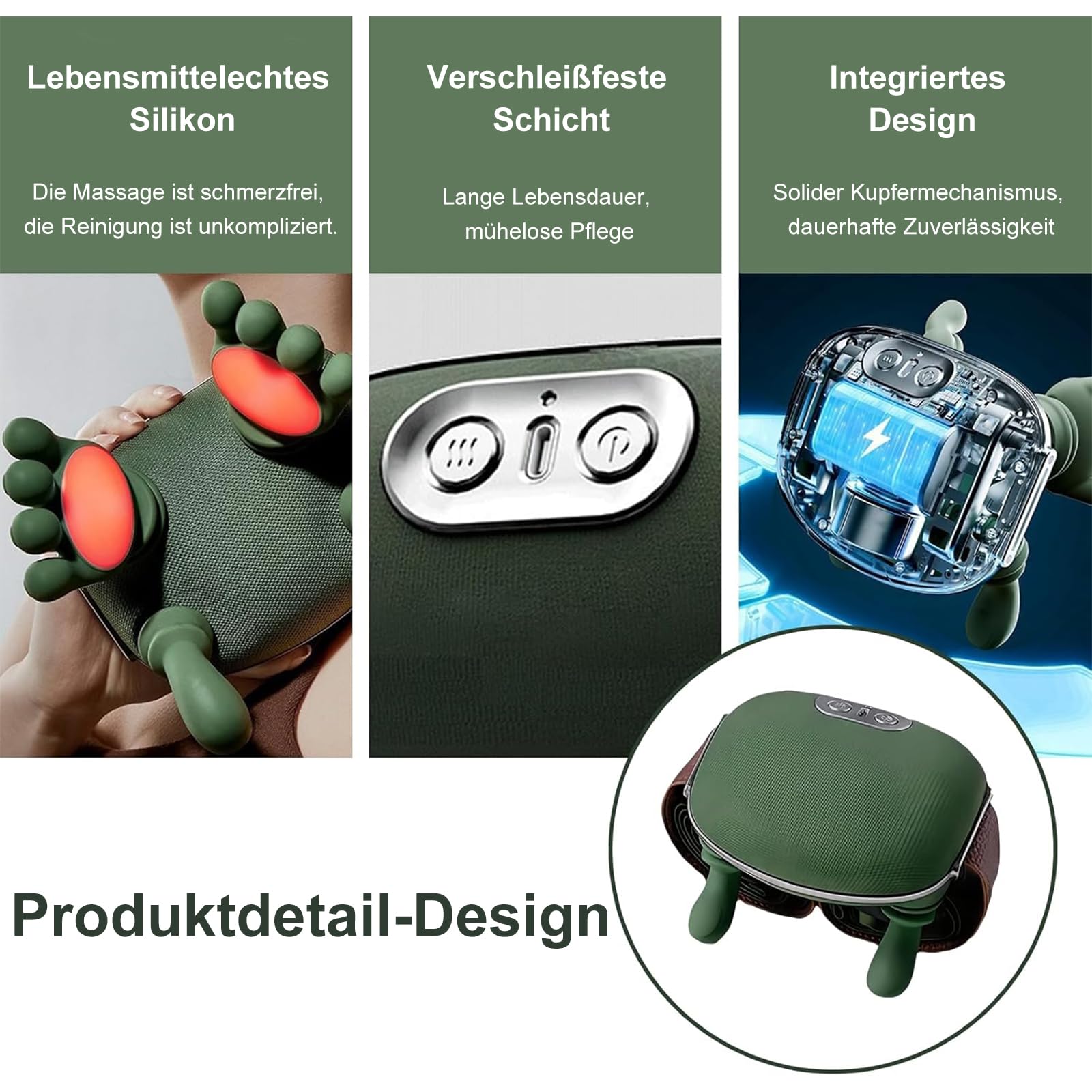 Massagegerät, 4D Nackenmassagegerät mit Wärme, USB Elektrische Schultermassagegerät 3 Modi & 2 Heizstufen, Tragbares Nacken und Schulter Shiatsu Massagegerät für Zuhause, Büro & Reise