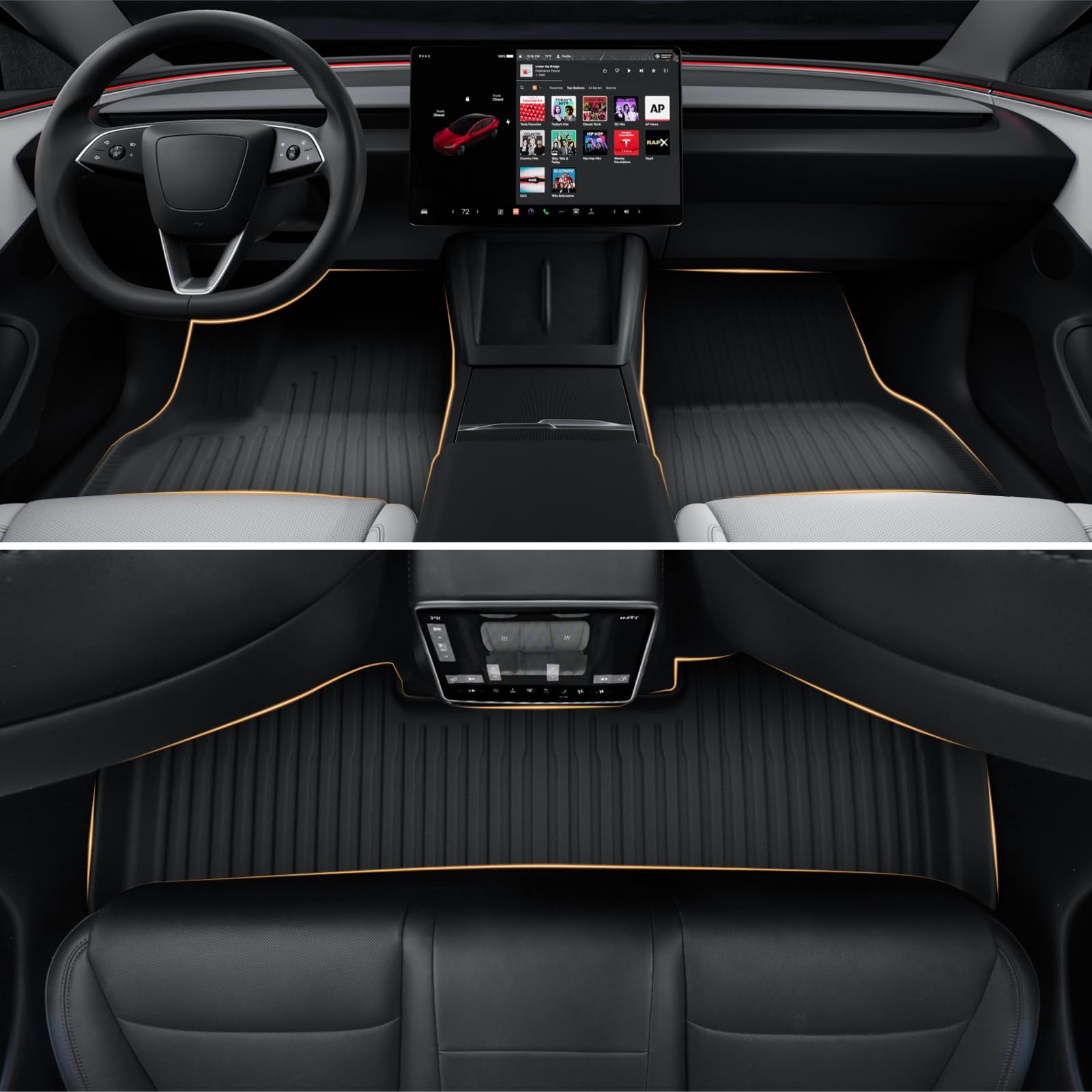 ECOZEN Alfombrillas Tesla Model Y 2025 de Goma para Coche, 3D Alfombrillas para Model Y 2025 de TPE para Coche Antideslizantes, talonera de Goma Reforzada de fijación para Todo Tipo de climas
