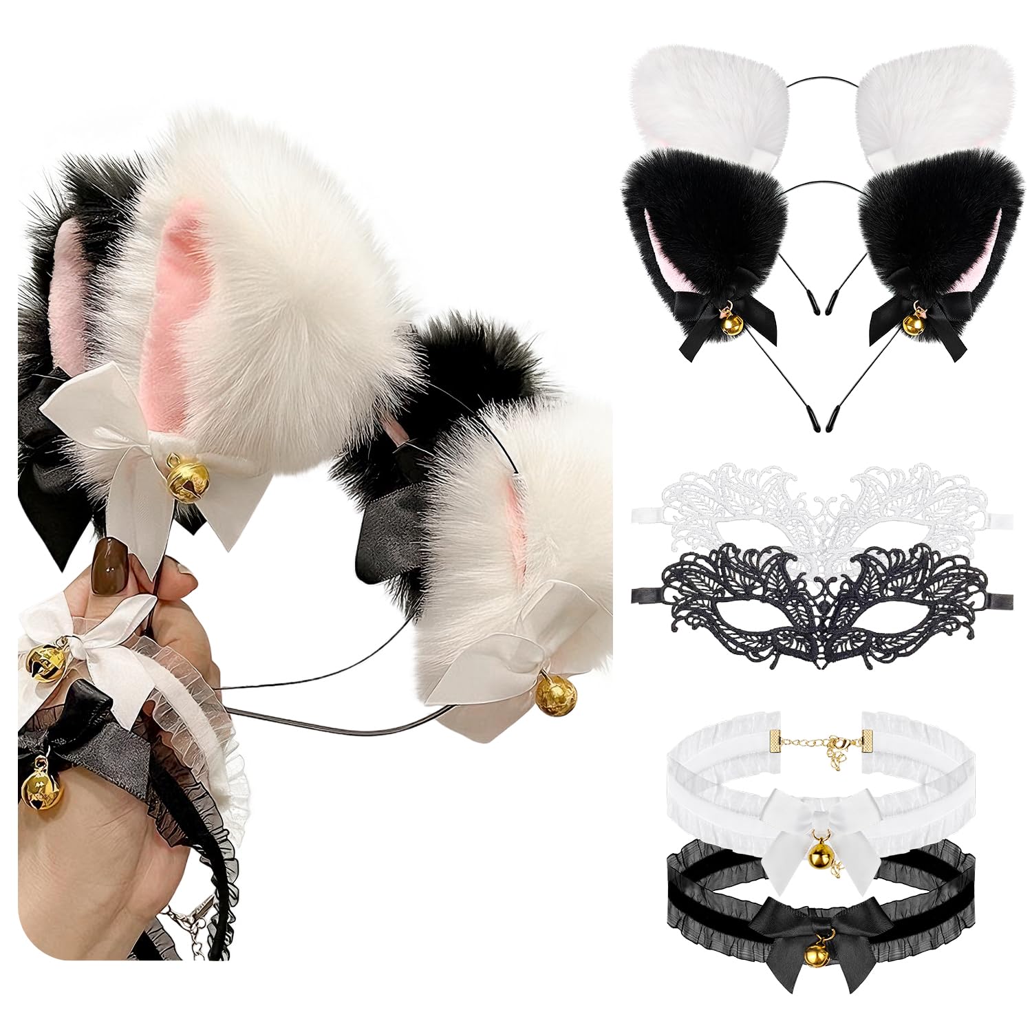 Amazon.co.jp: [JIURUN] 猫耳 カチューシャ 鈴付き コスプレ かわいい