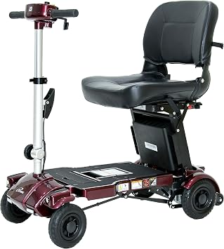 iLIVING USA i3 Foldable Electric Scooter Mobility for Seniors and Adults Alternative to Wheelchair Portable and Travel Friendly, with 18-Inch Deluxe Seat, Burgundy i3-R-S18