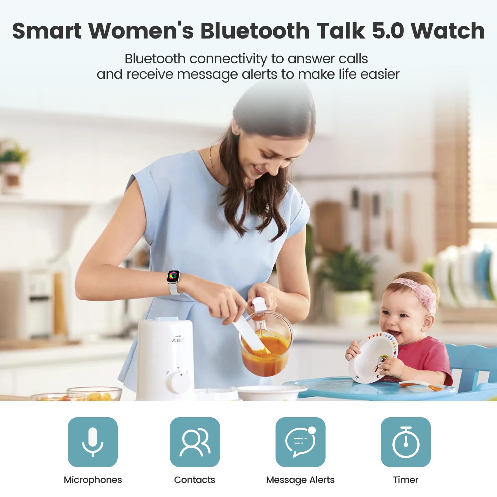 Loekneue smartwatch donna chiamate Bluetooth 5.0 con funzione telefonica, ciclo mestruale, smartwatch SpO2, monitoraggio del sonno, orologio da polso IP67, monitoraggio fitness, contapassi, Android