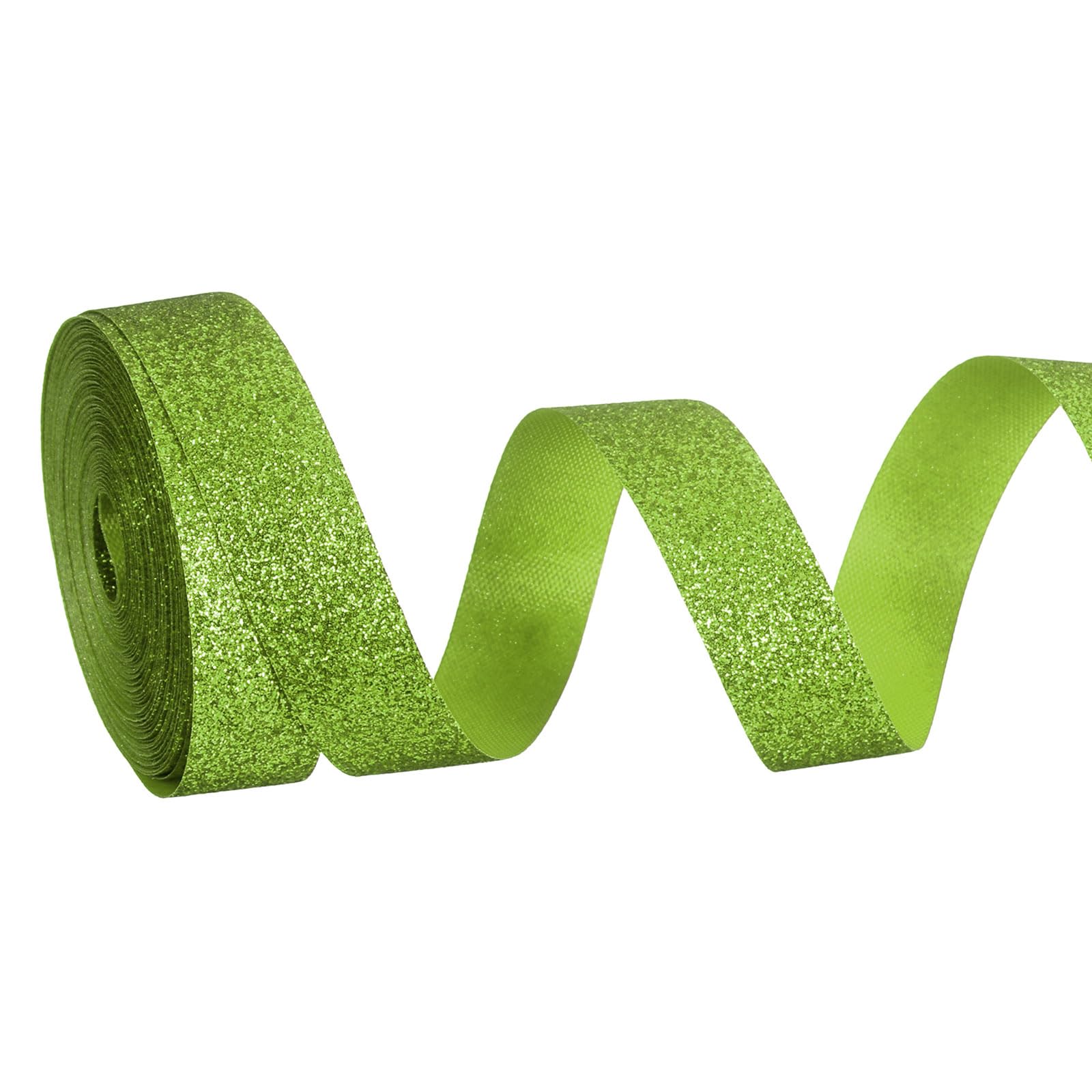 PATIKIL Metallic Glitter Ribbon Roll, 15mm x 9m Sparkly Ribbon Single Sided Cut Edge Gift Wrapping Fabric Rolls for DIY Crafts Wedding Bouquet Party Christmas Decor, Light Green