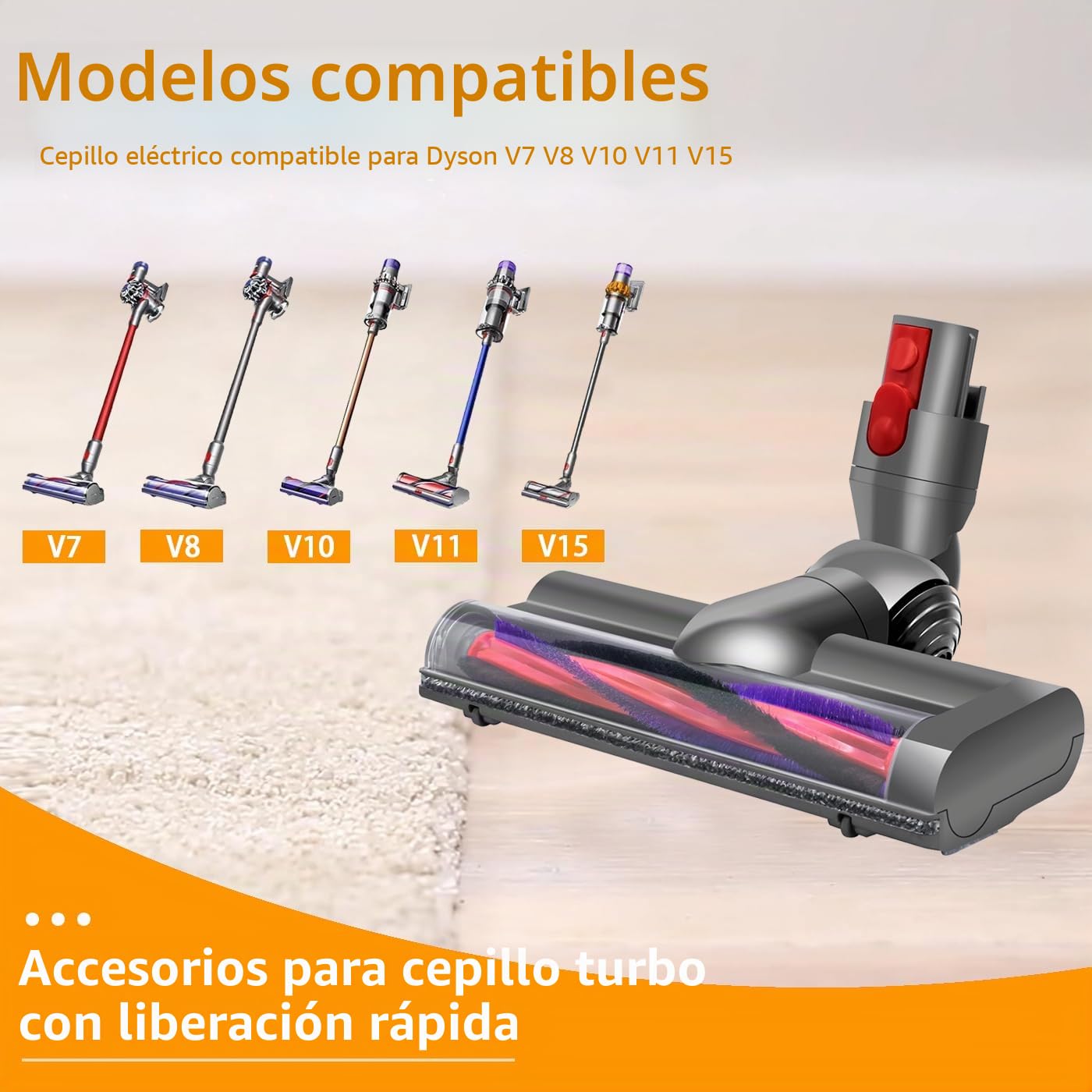 Recambios Cepillo Motorizado Compatible para Dyson V7 V8 V10 V11 V15 Aspiradora, Cepillo de Cabezal Limpiador de Cabezal de turbina para Dyson V10 V7 V8 V11 V15, para Moquetas y Suelos Duros