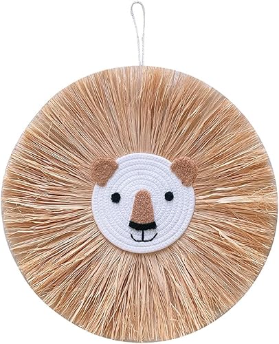 Tapiz para colgar en la pared con cabeza de animal, tejido a mano para colgar en la pared, decoración de pared de dibujos animados, león, tigre,