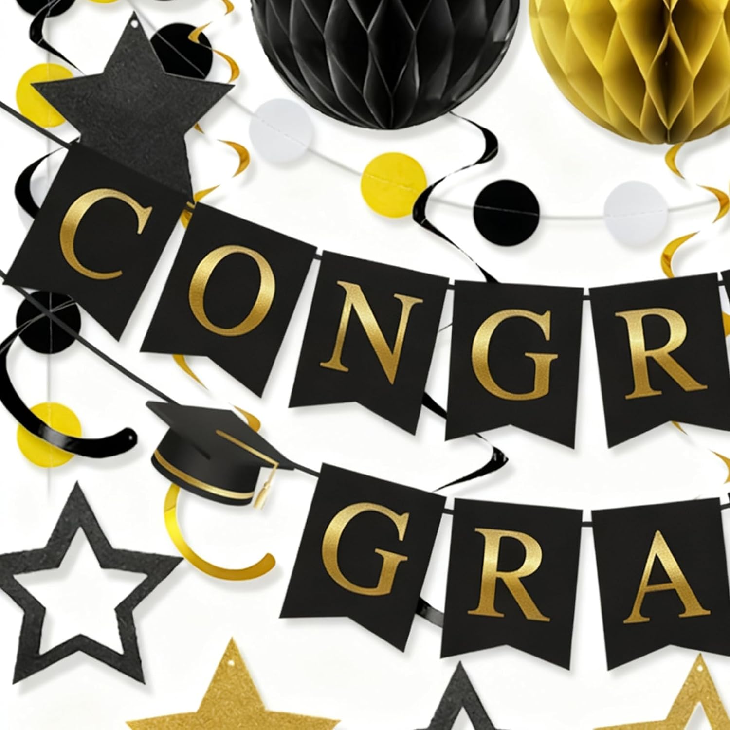 Class Of 2026 Decorations,Grad Sign,Paper Stars Balls Grad Banner | for University High School Door Ceiling Wall Tree Home Classroom College - Image 8