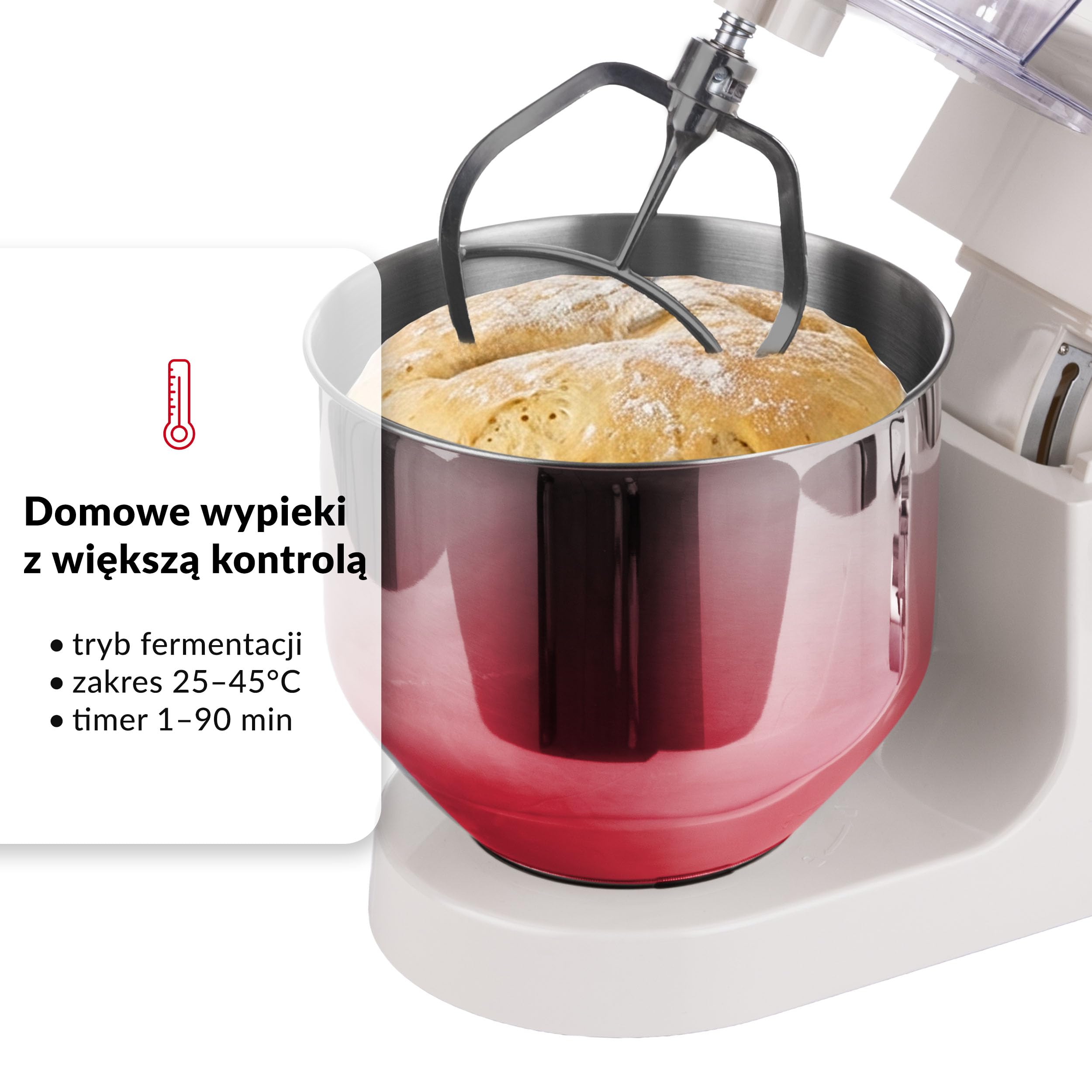 LEHMANN Teyles Robot planetarny 2100W 8L z wagą, wyświetlaczem dotykowym i podgrzewaną misą, robot kuchenny do ciasta, blender 1,5L, maszynka do mięsa, Beżowy