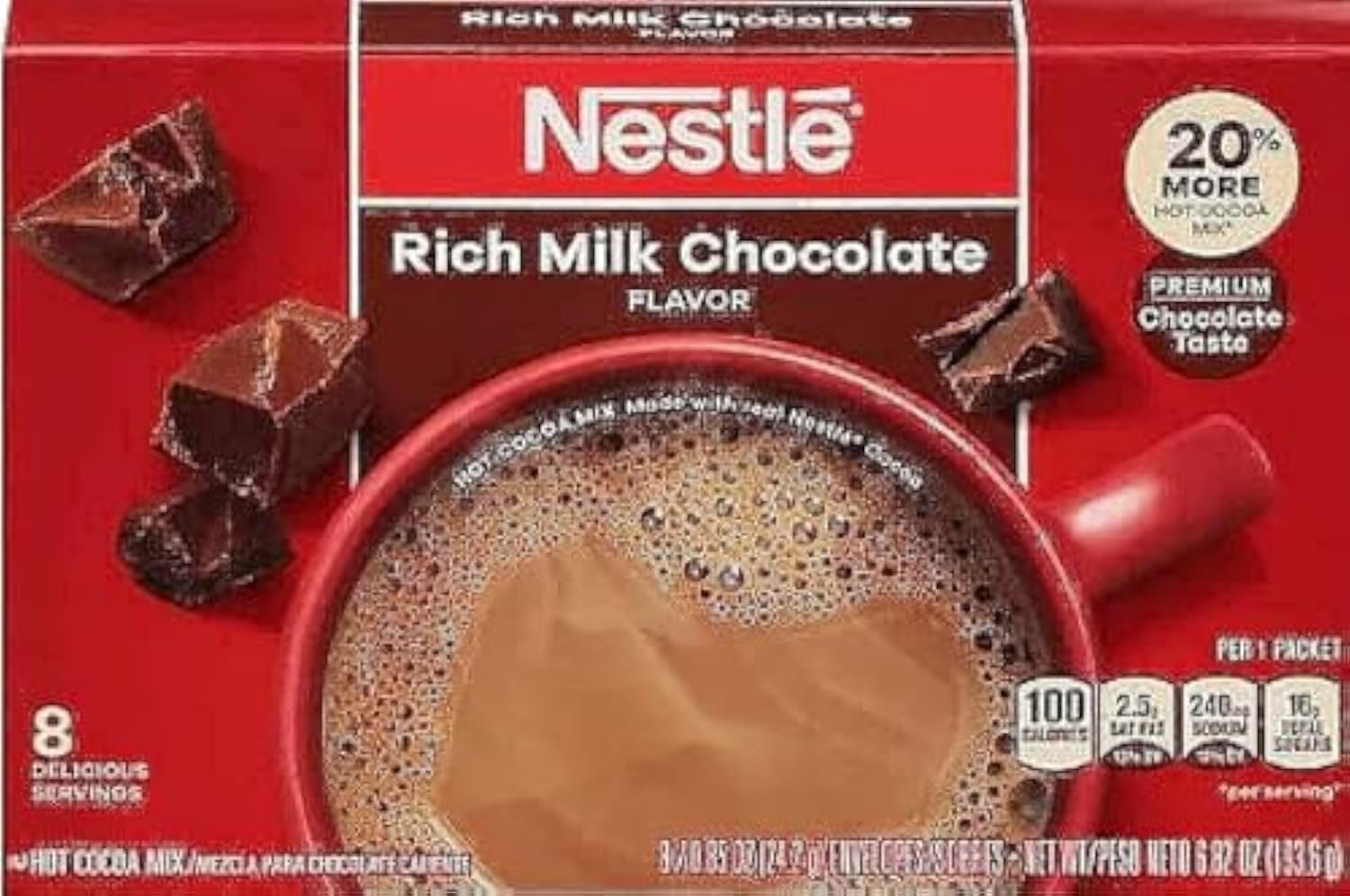 Nestlé Hot Cocoa Mix Rich Milk Chocolate 8 x 0.85 ounces Carton