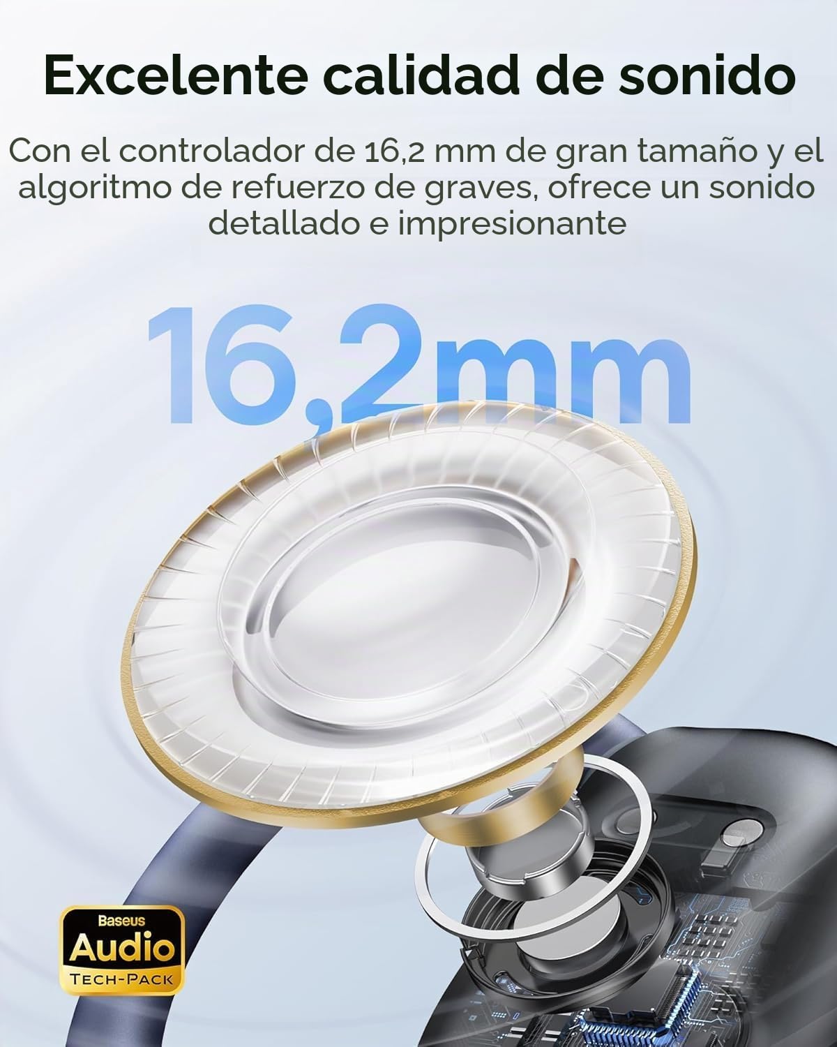 Baseus Eli Sport 1 Auriculares Open Ear Bluetooth, Acústica Direccional, Bajos Potentes, Ultraligeros, Impermeabilidad IPX4, Micrófonos ENC, Bluetooth 5.3 para Correr, Entrenamiento, Fitness