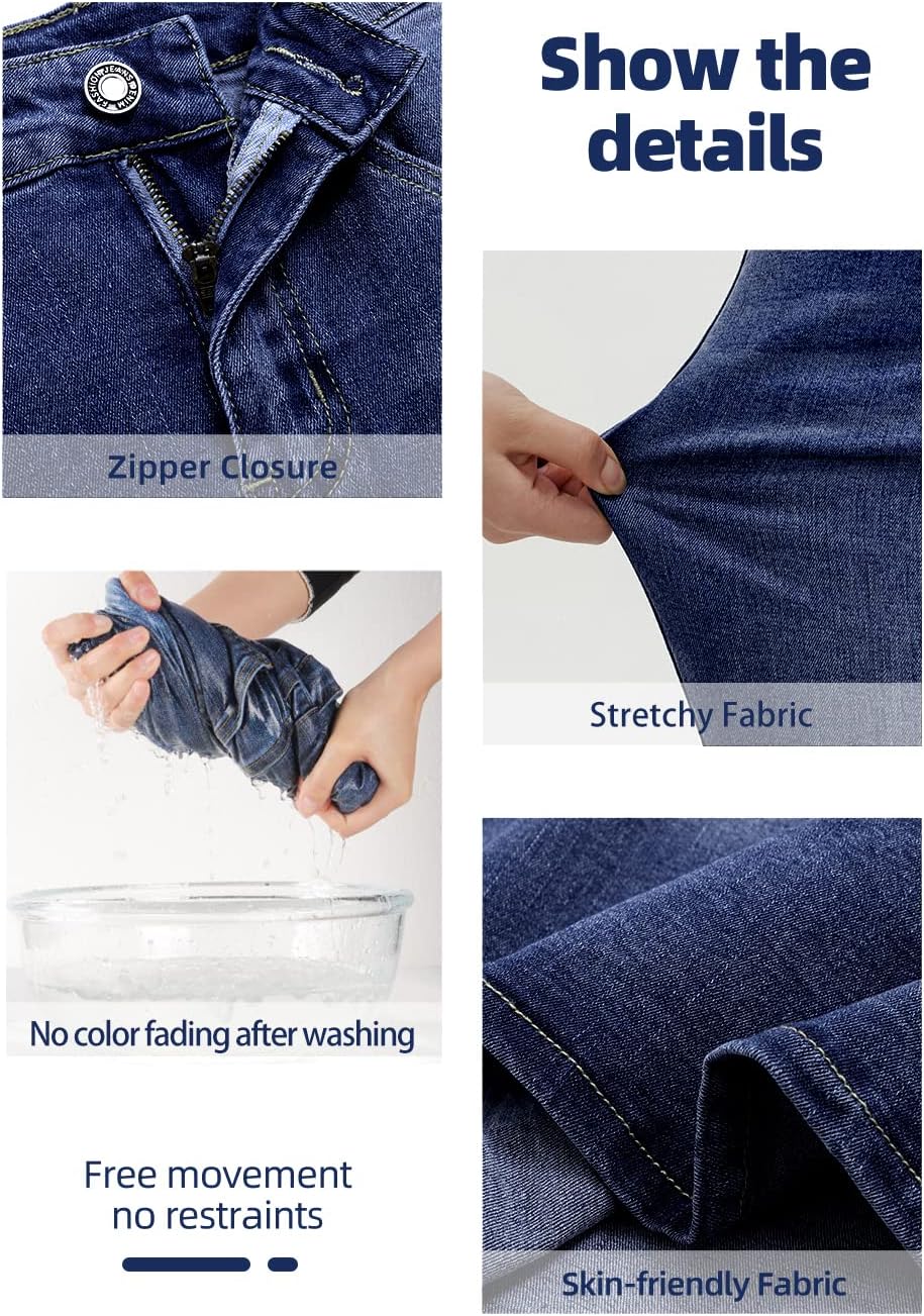 Long Denim Skirt for Women Casual A-Line Denim Maxi Skirt Stretch High Waisted Jean Skirt with Pocket Blue - Image 4