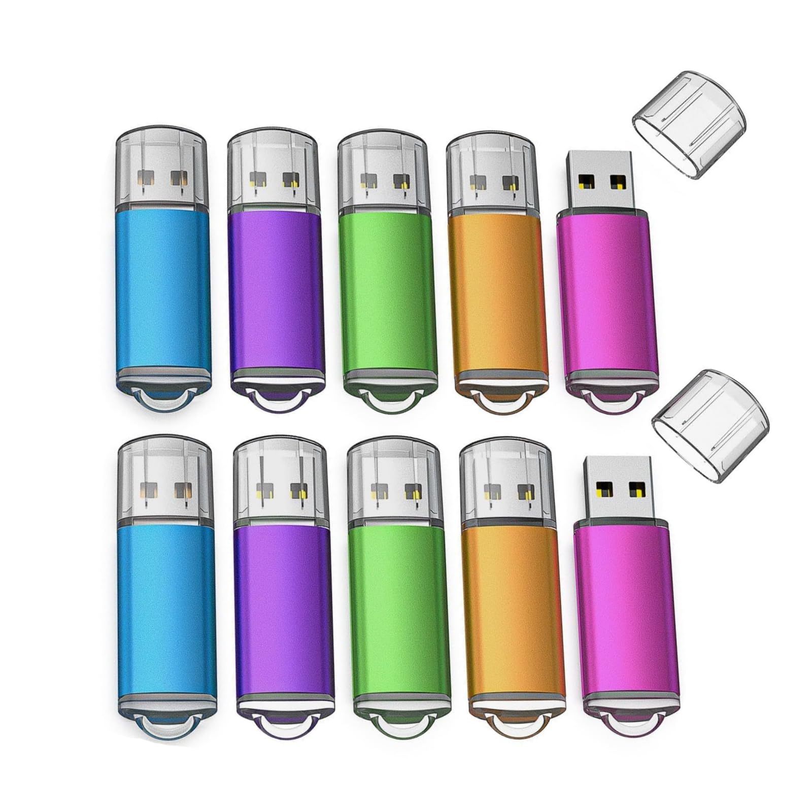 JOIOT USB Sticks 16GB Multipack 10x 16GB Metall Wasserdicht, USB 2.0 Speicherstick High Speed Memory Stick, Flash Drive Kompatibel mit PC Laptop Auto TV, 10 Stück Bunt Set