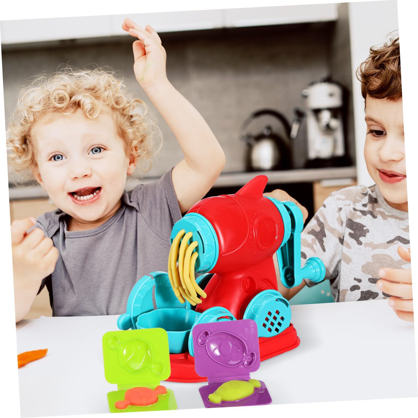 KOMBIUDA 51pezzi Cucina per Ragazzo Ragazza Macchina per Gelati e Hamburger di Pasta Accessori per Impastare e Attività Artistiche Kit di Gioco per Ragazzo Ragazza e Bambine