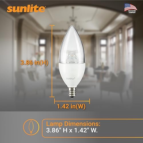 Miniatura 3 de Sunlite Bombilla LED B11 con punta de torpedo esmerilada, 4.5 vatios (equivalente a 40 W) 300 lúmenes, base de candelabro E12, regulable,