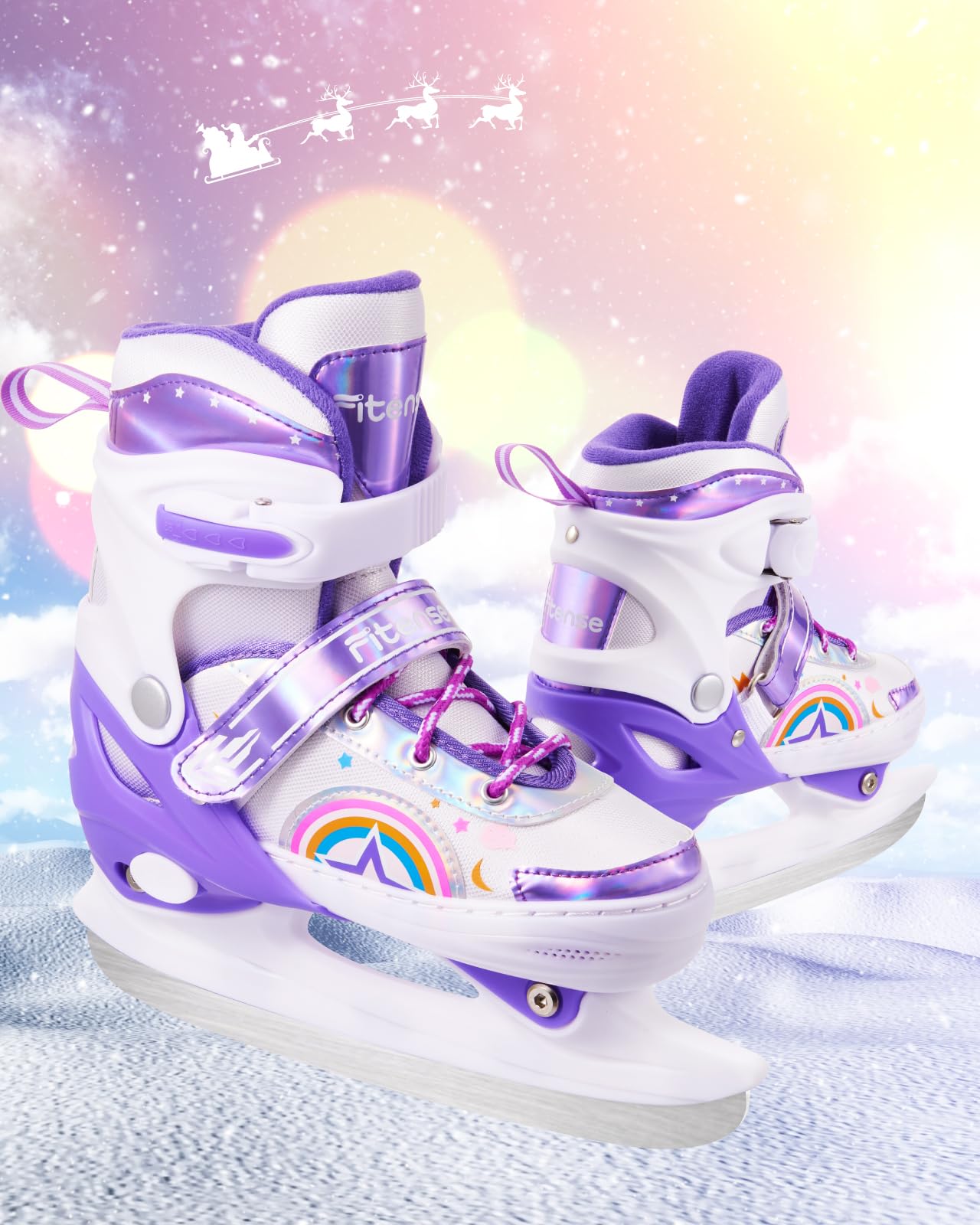Fitense Patines de Hielo para niños, 4 tamaños Ajustables, Patines de Hielo para niños, Adolescentes, Patines de Hielo para niños y Adolescentes, Patines de Hielo para Principiantes