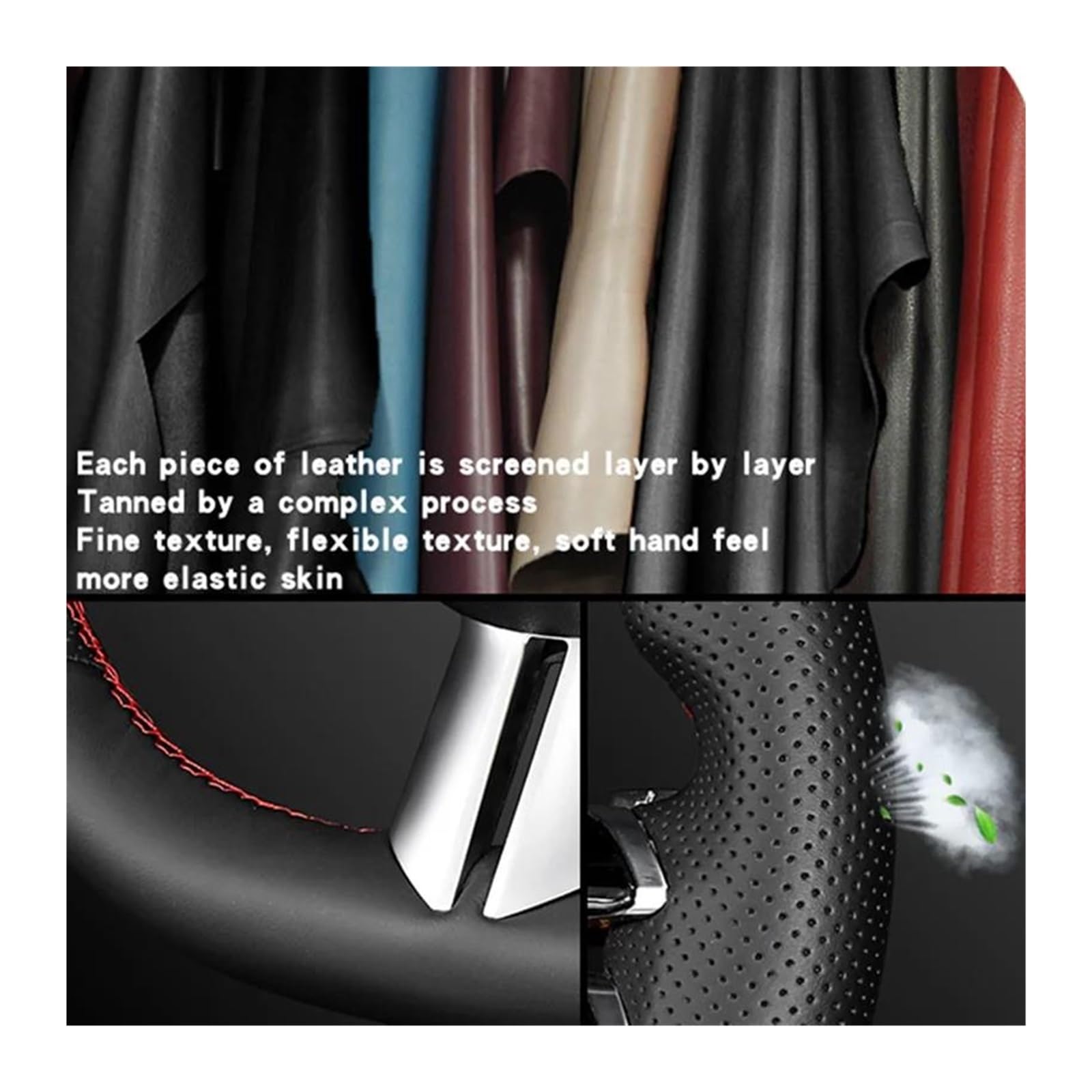 Volantes Funda Trenzada para Volante De Cuero Genuino para Infiniti FX FX35 FX37 FX50 QX70 para Nissan para Juke para Maxima 370Z Funda Volante(White Thread)