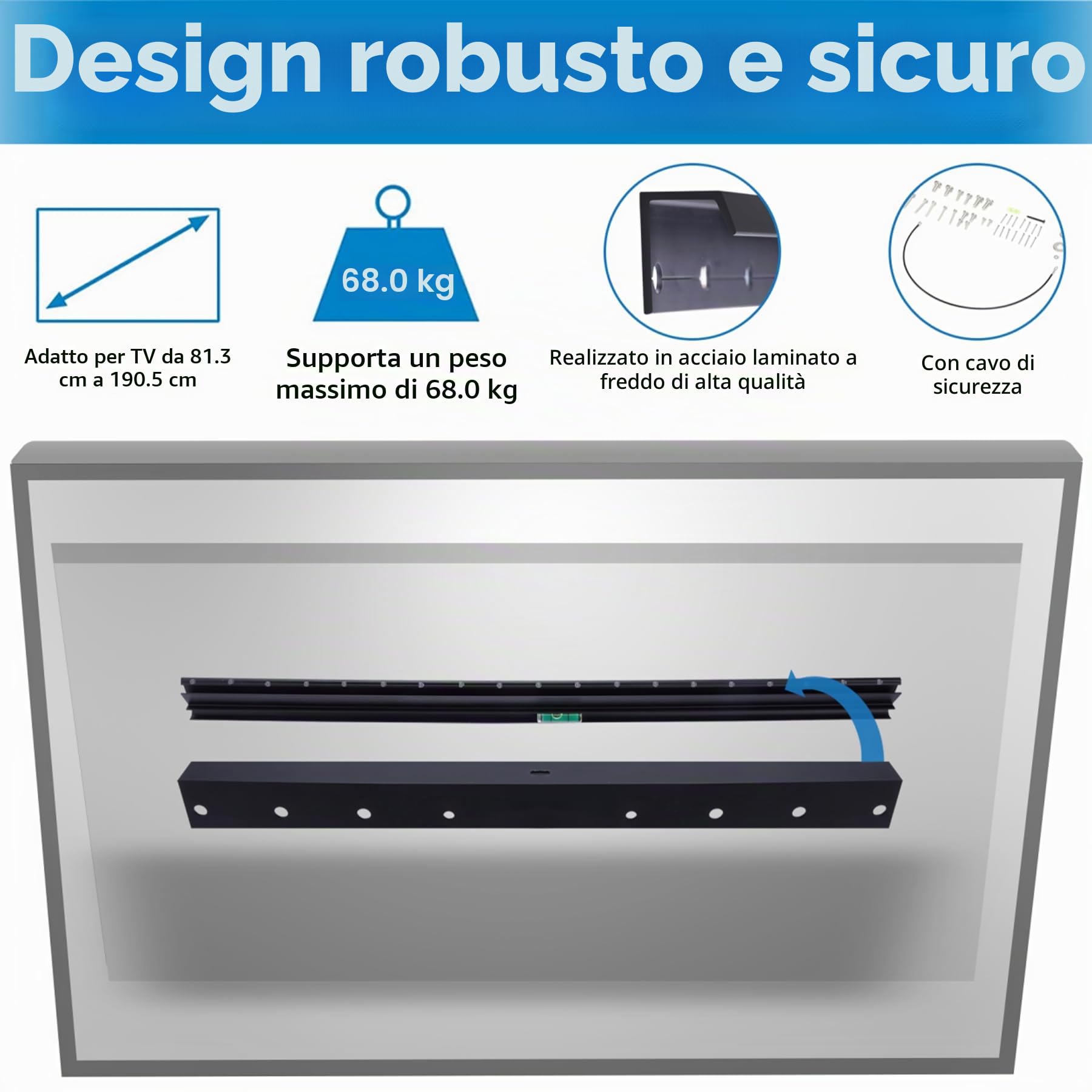 Antimbee Supporto da Parete per TV per 37 a 75”, Fino a 68 KG, Max VESA 600 x 400 mm, Staffa TV Universale per la Maggior Parte TV LED, LCD, OLED, Piatto e Curvo