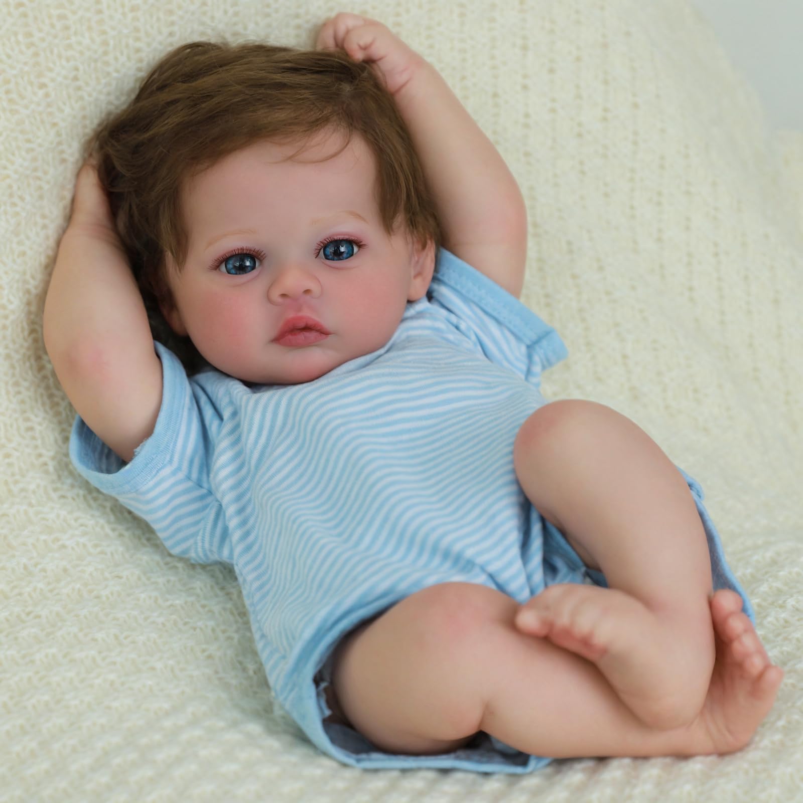 SCOM 18-Inch Reborn Baby Dolls Boy - Realistic Newborn Baby Doll, Lifelike Weighted Soft Body, Adorable Poseable Real Life Doll with Accessories โ for Kids Age 3+ & Collectors Gift