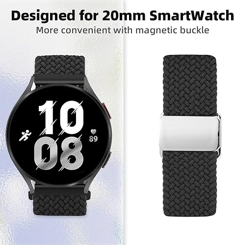 Miniatura 4 de BlackPro Correa deportiva compatible con Samsung Galaxy Watch 6 5 4, correa ajustable de nailon trenzado elástica para Galaxy de 1.772 in, 1.732 in,