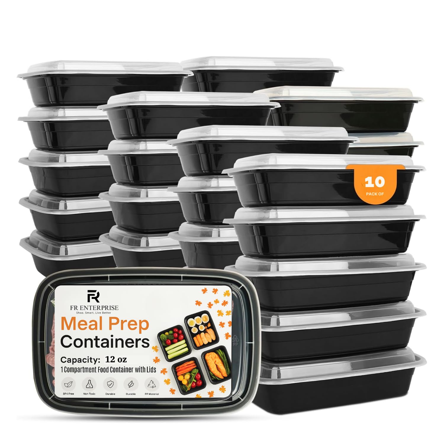 150 Pack 12oz (355ml) Reusable Meal Prep Containers - BPA-Free, Leak-Proof, Microwave & Dishwasher Safe Stackable Bento Boxes with Lids – Ideal for Lunch, Dinner, Portion Control, and Food Storage — image 1
