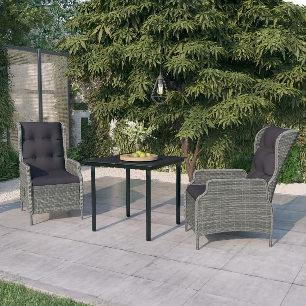 3 Piece Patio Dining Set,Outdoor Table Chairs,Patio Chairs,Outdoor Furniture,Conversation Furniture,Rattan furniturePerfect for Patio, Garden, Porch,Family Room,Sitting Area, Light Gray