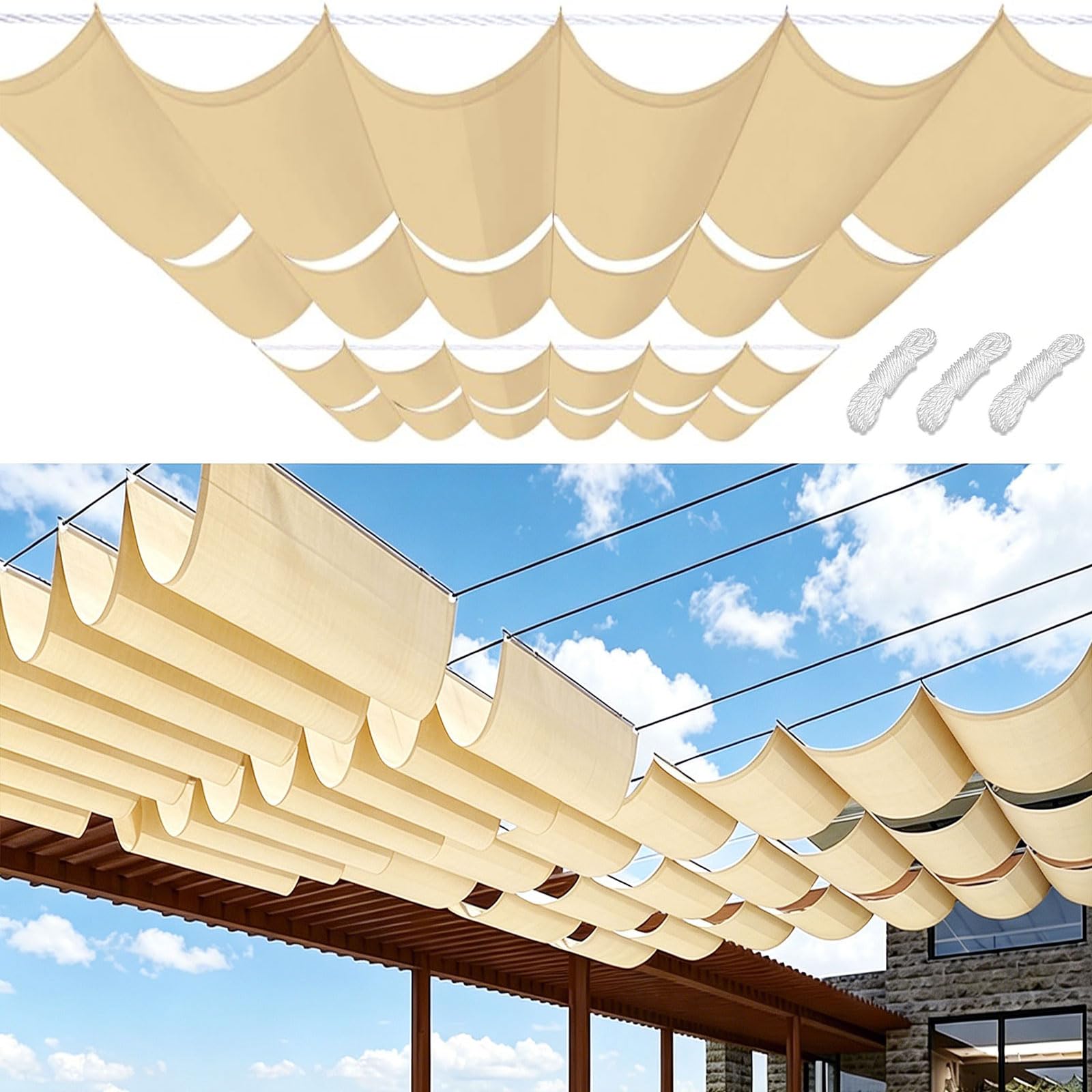 Toile d'ombrage rétractable imperméable protection UV pour pergola et patio