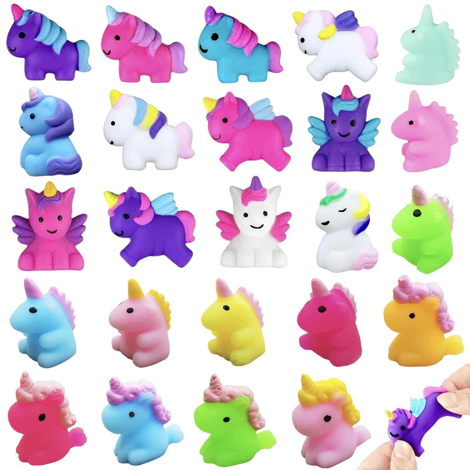 24pcs Unicorn Mochi Squishy Toys,Mini Kawaii Unicorn Mochies Squishies Fidget Toy for Girls Unicorn Soft Squeeze Fidget Toys Stress Relief Toys Party Bags Fillers for Kids Treats Party Favors Gifts