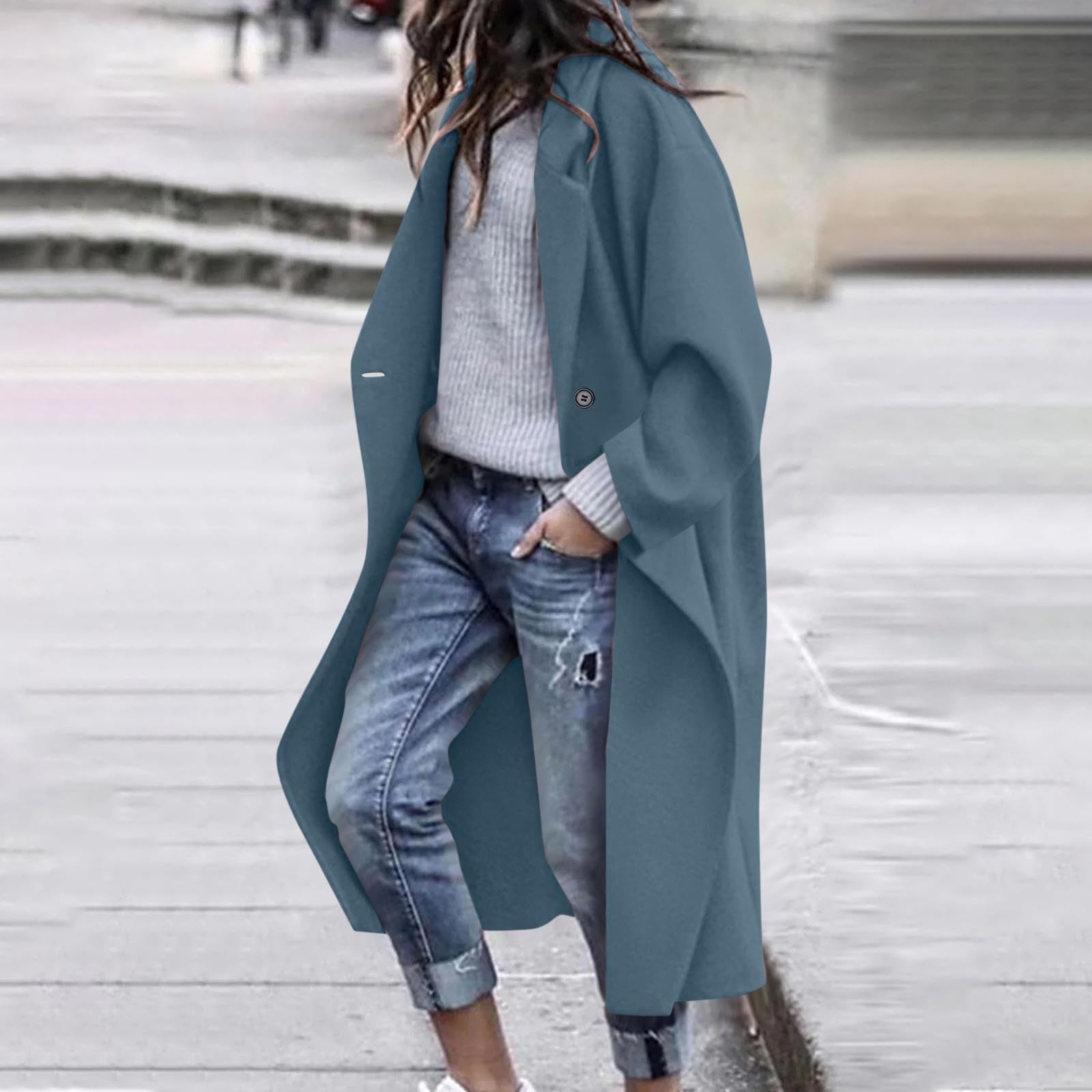Chaqueta anorak reversible de manga larga, prenda exterior de moda, cuello alto, abrigo abotonado de corte holgado, ideal para un look casual de vacaciones. Incluye bolsillos.