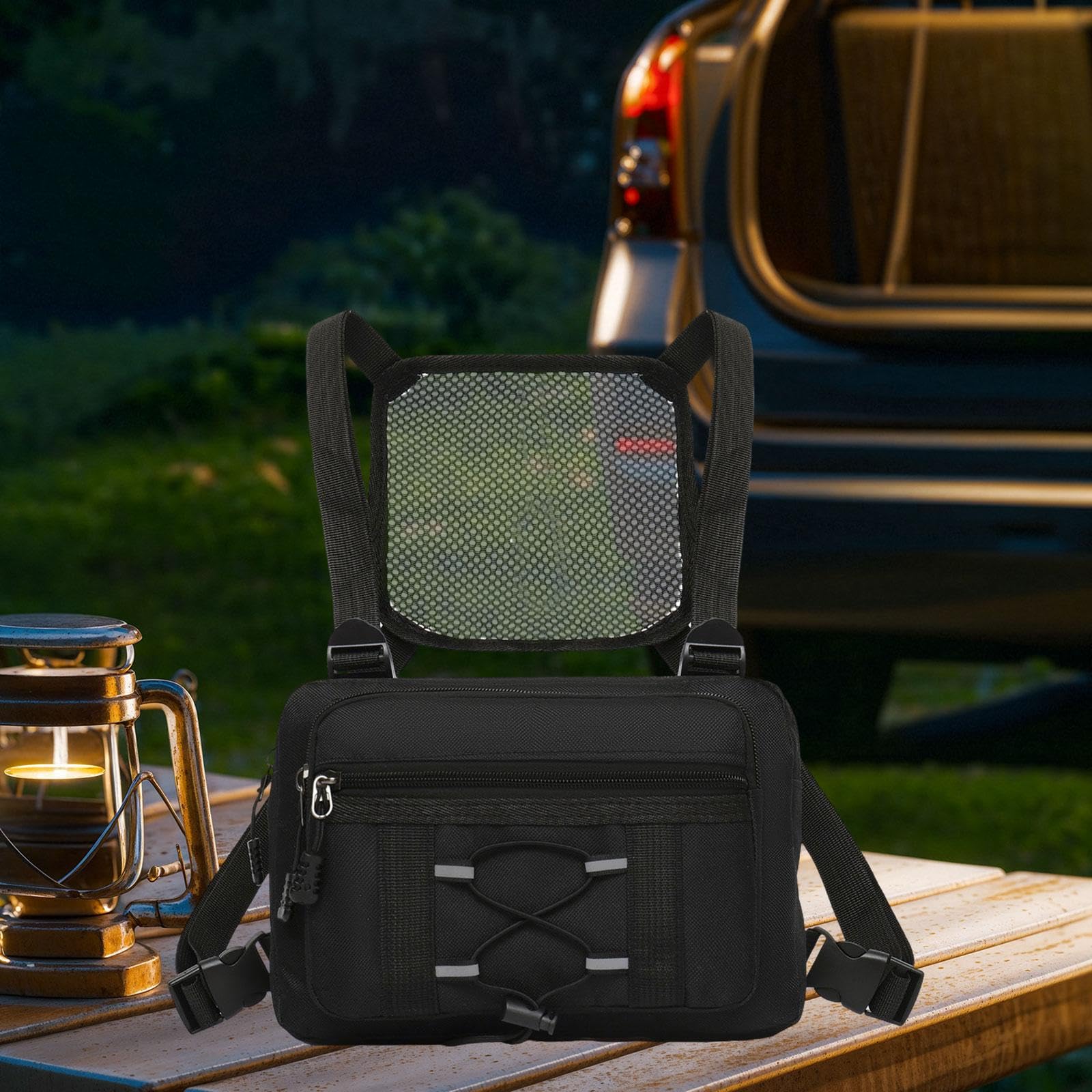 Binocular Chest Pack Arnés Portabolsos para Prismáticos Bolsa Multifuncional Impermeable Correa Reforzada Bolsillo Principal Adecuado para Expedicione, Negro