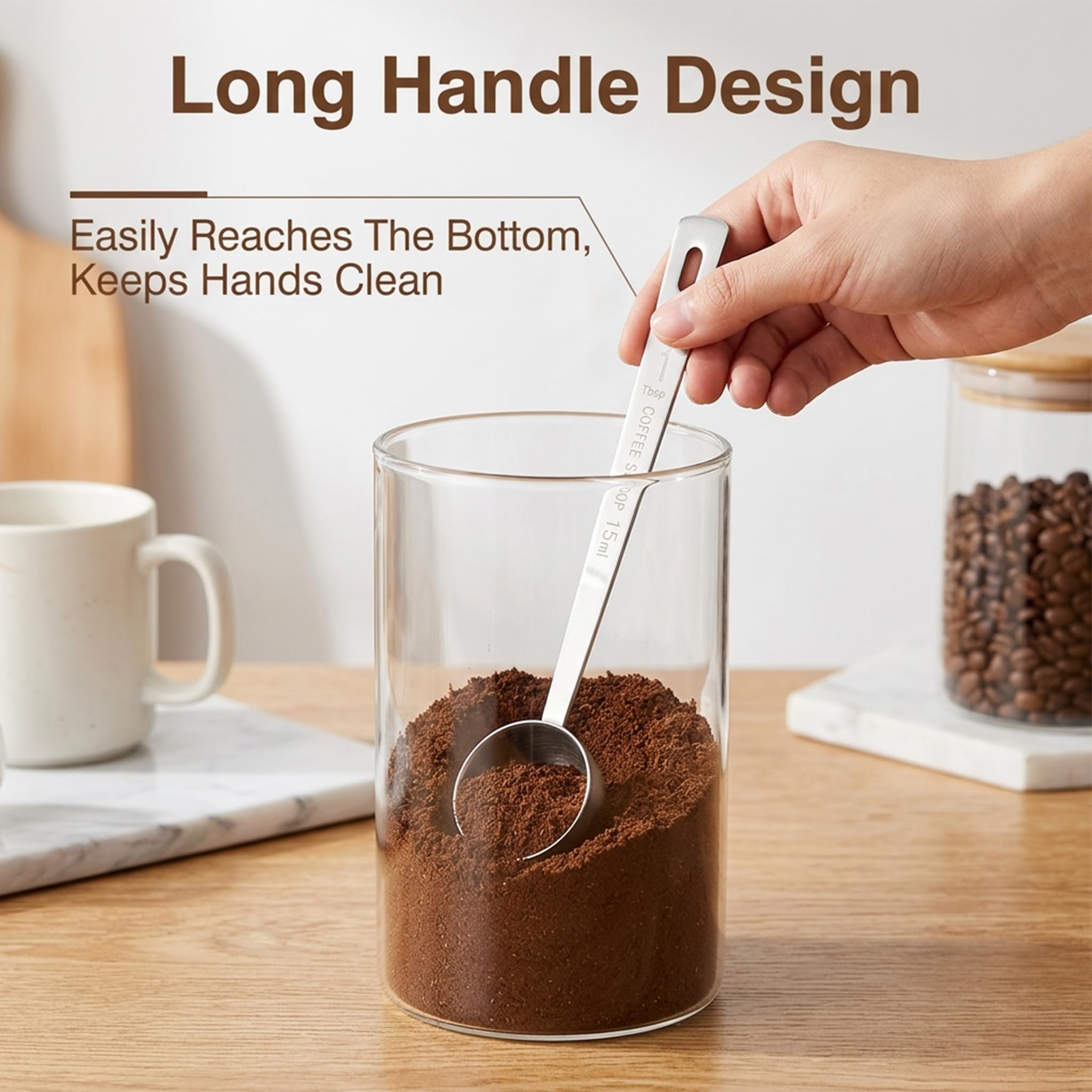 4 Stück Kaffee Messlöffel 15 ml, Kaffee Schaufel 15ml Kaffeemaßlöffel mit langem Griff Kaffeedosierlöffel zum Präzisen Abmessen von Kaffeepulver Tee Gewürzen und Zutaten Messlöffel Set für Küche Büro