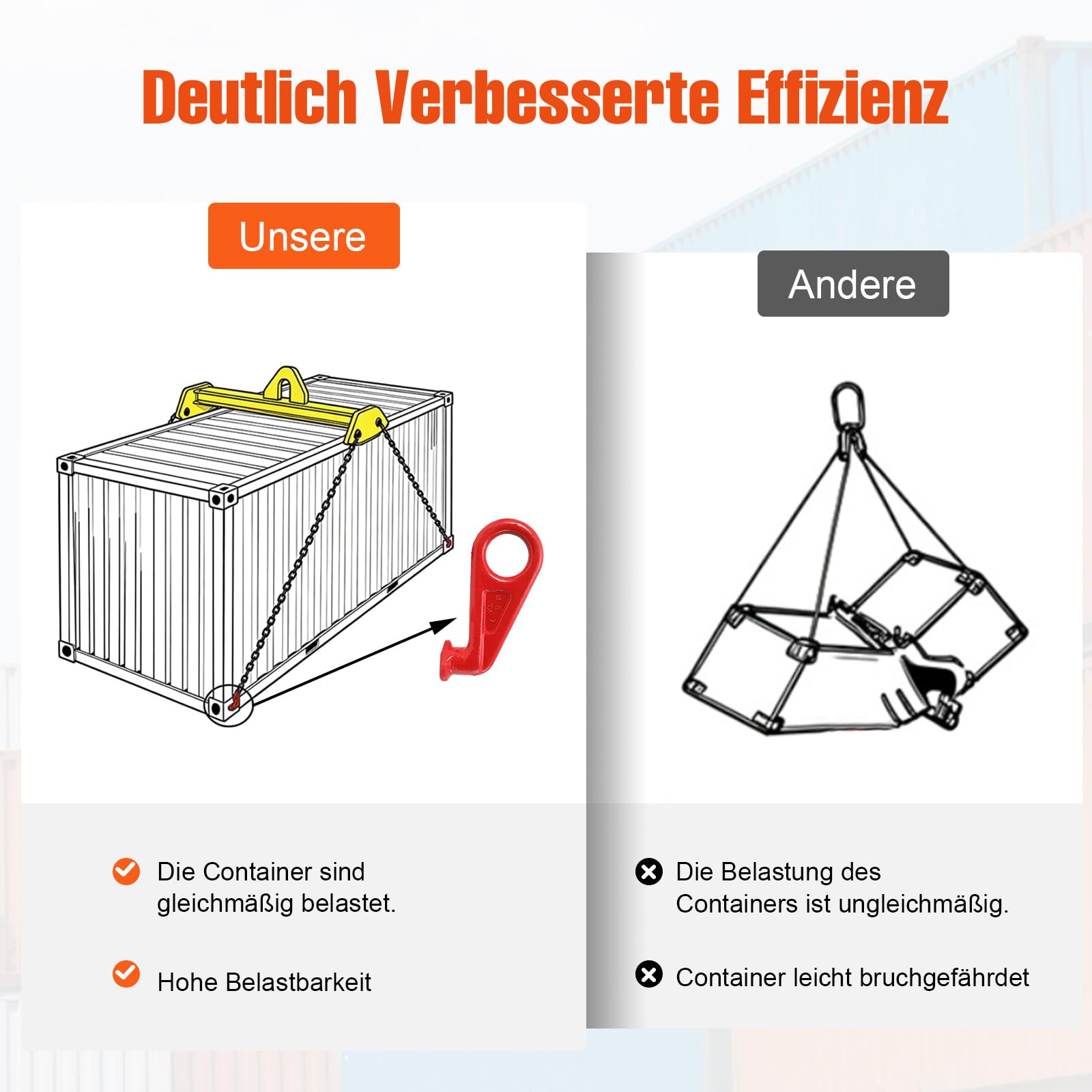 4pcs Containerhaken legierter Stahl,12.5T Tragfähigkeit (2 links+2 rechts)