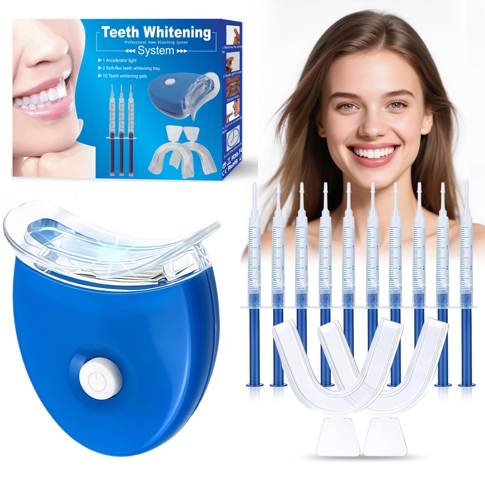 Kit Blanchiment Dentaire, Blanchiment Dent, gels de blanchiment des dents, Portable & Facile à Utiliser, Soins Dentaires à Domicile