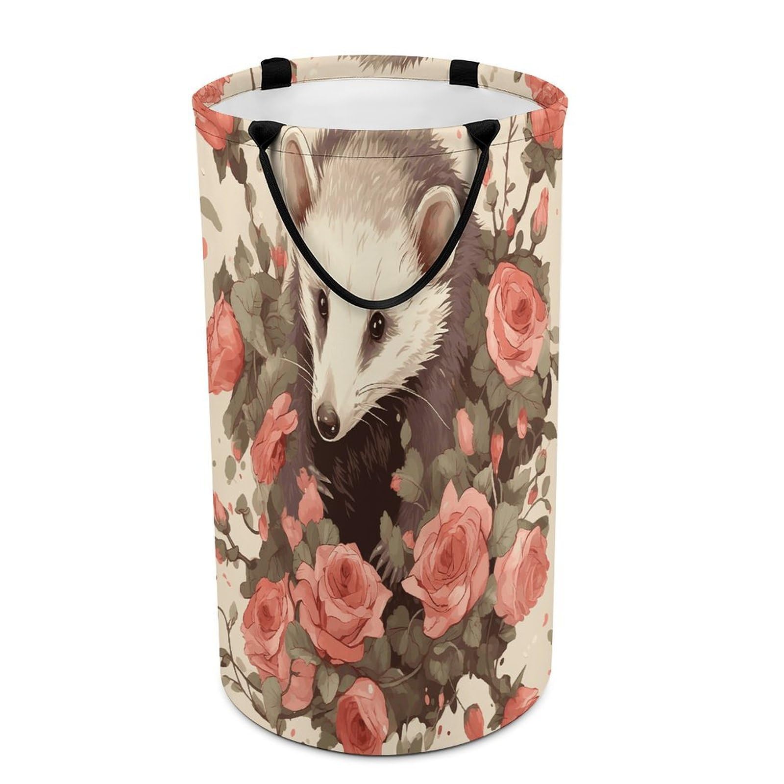Opossum And Roses Dirty Clothes Basket Large Capacity Laundry Basket Freestanding Laundrys Hampers Tall Collapsible Clothes Hamper for Blankets Toys