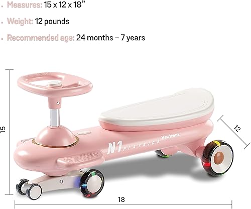 Miniatura 6 de N1 Wiggle - Auto oscilante para niños, juguete de montar con ruedas LED intermitentes, sin baterías, utiliza giro, giro, movimiento de movimiento