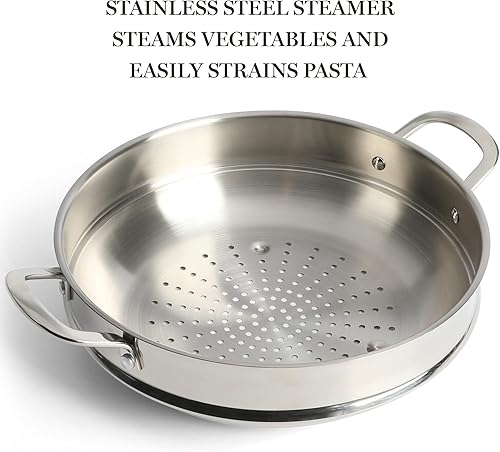 Miniatura 5 de Martha Stewart Castelle - Sartén esencial multiusos de acero inoxidable 18/8 de 12 pulgadas con vaporizador