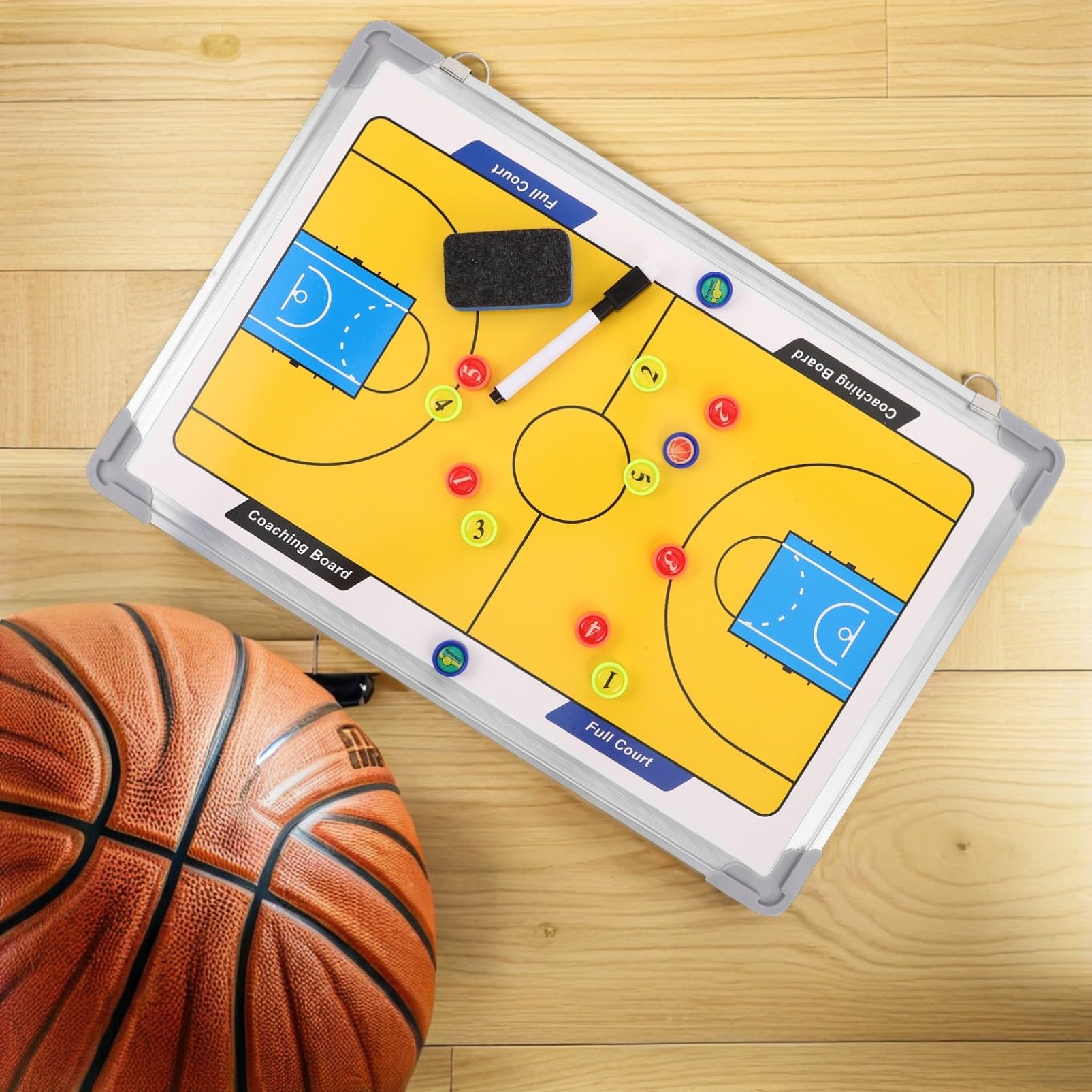 Gatuida Pizarra De Baloncesto para Entrenadores Estructura De Aleación De Aluminio Pizarra Blanca Colgante para Entrenamiento Enseñanza y Preparación De Partidos con Diagramas De Jugadas d