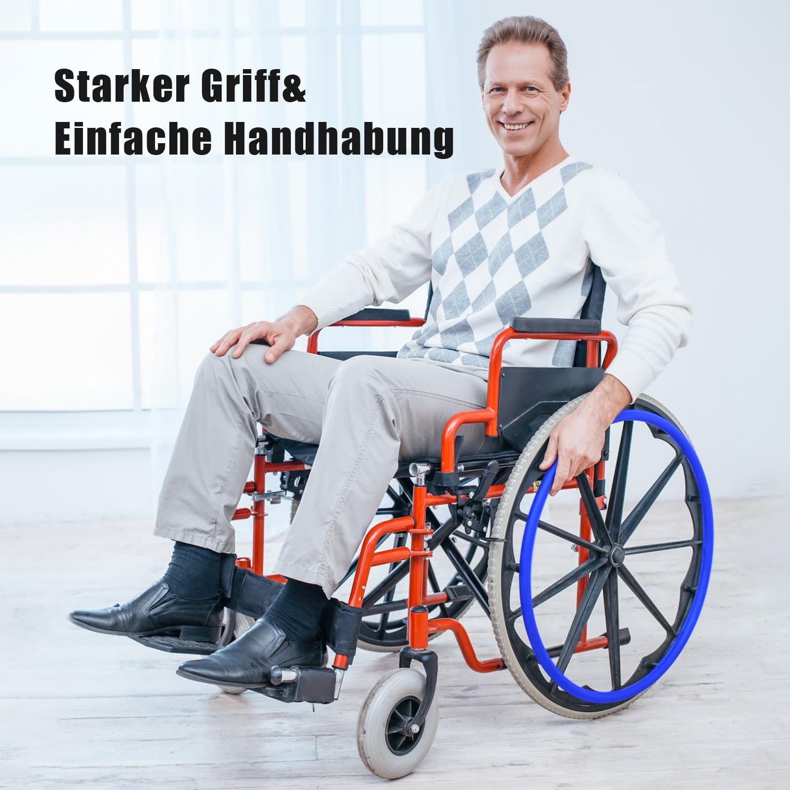 22/24-Inch Silicone Wheelchair Push Rim Covers,Non-Slip Wear-Resistant Hand Push Cover, Wheelchair Handrim Covers,Wheelchair Rear Wheel Cover for Improve Grip and Traction (24inch, Blue) - Image 4