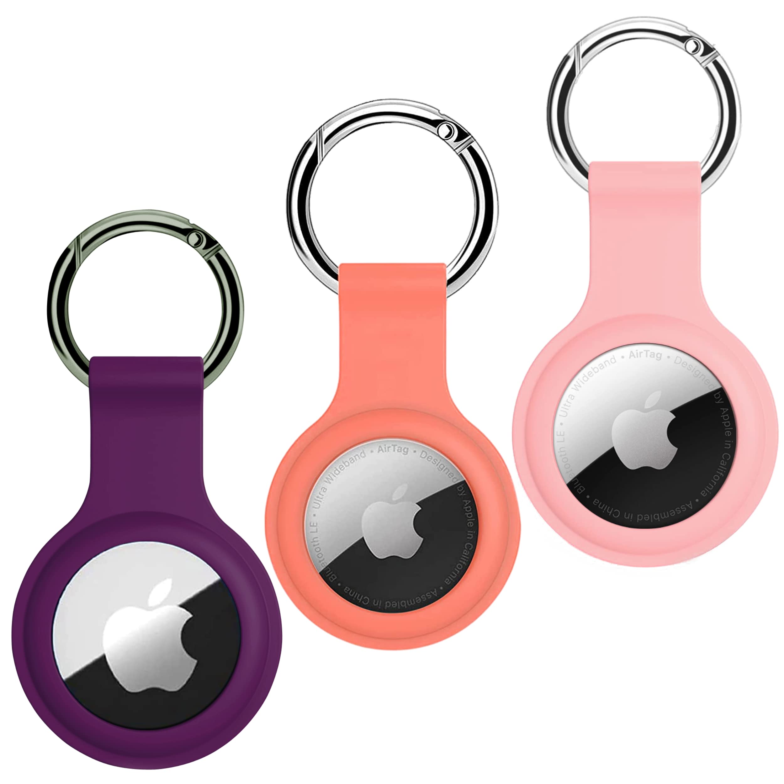 SQUIF Pack of 3 Airtag Case for Airtags Silicone Case Protective Cover for Airtag Case Locator Tracker Anti-Lost Device Keychain Protection Sleeve (Darkpurple_DarkOrange_Pink)-image-46