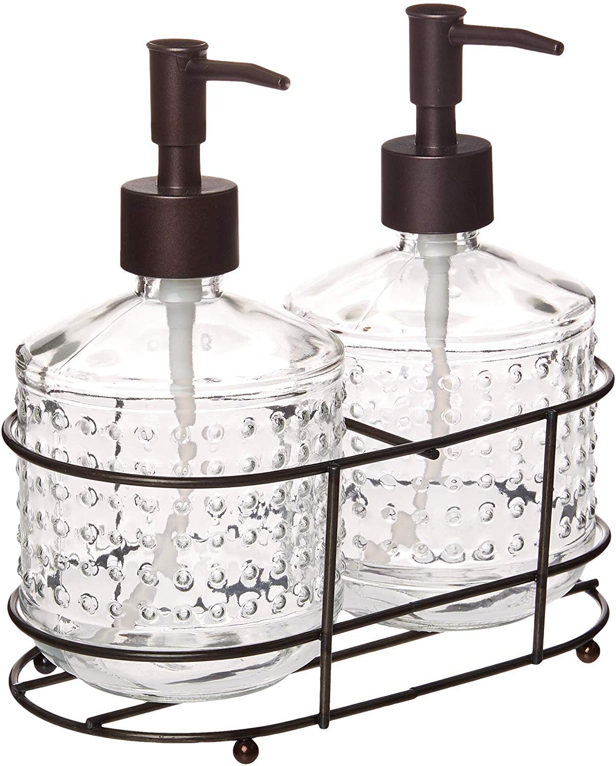 Circleware Distributori Di Sapone In Vetro Con Vassoio Metallico – Set Da 2 Pezzi Per Bagno E Cucina - 2