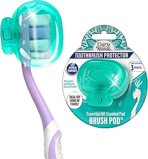 GuruNanda Brush Pods - Toothbrush Cover for Manual & Electric Toothbrush, Keeps Toothbrush Fresh & Clean, Travel Accessories with Natural Essential Oil Vapors, 1 Pack