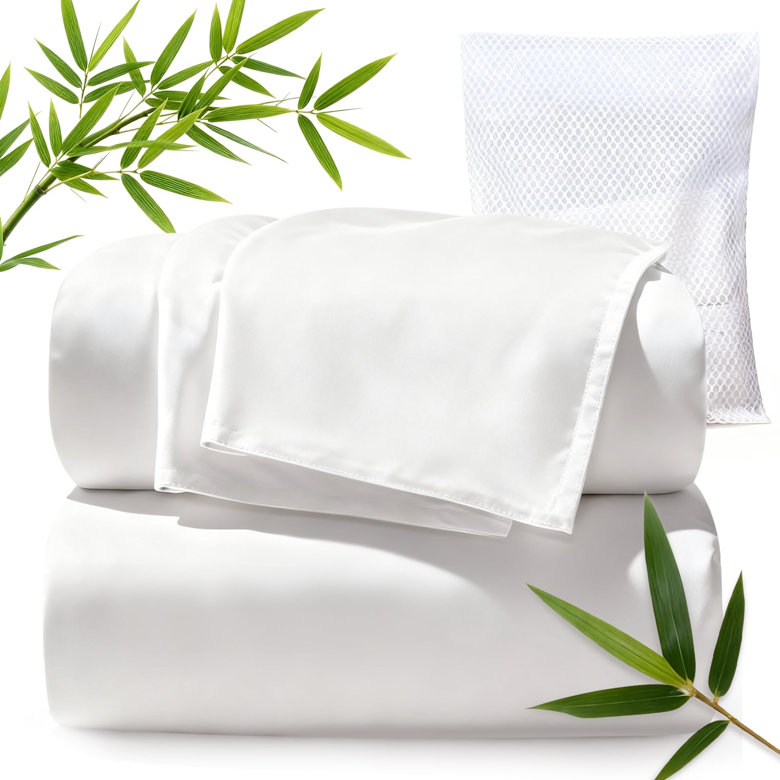 TWK Genuine 100 Viscose Derived from Natural Bamboo Bed Sheets Set Cooling Silky Soft Bed Sheets Deep Pocket