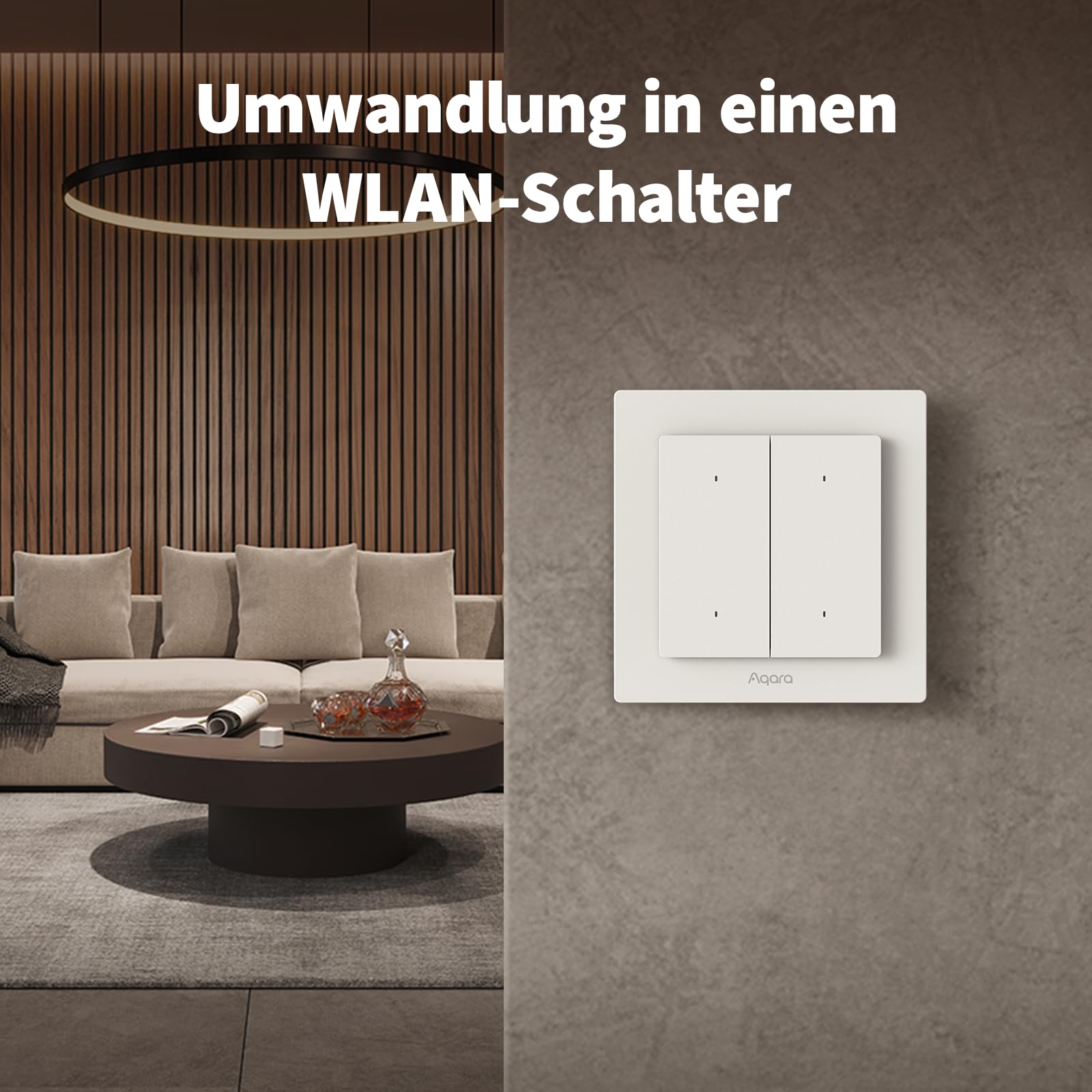 Aqara Lichtschalter H2 EU (2-in-1 Neutral, 4 Tasten 2 Kanäle), Thread/Zigbee-Protokoll, Smarter Wandschalter, Unterstützt Apple Home, Alexa, Google Home und Home Assistant, Matter über Thread