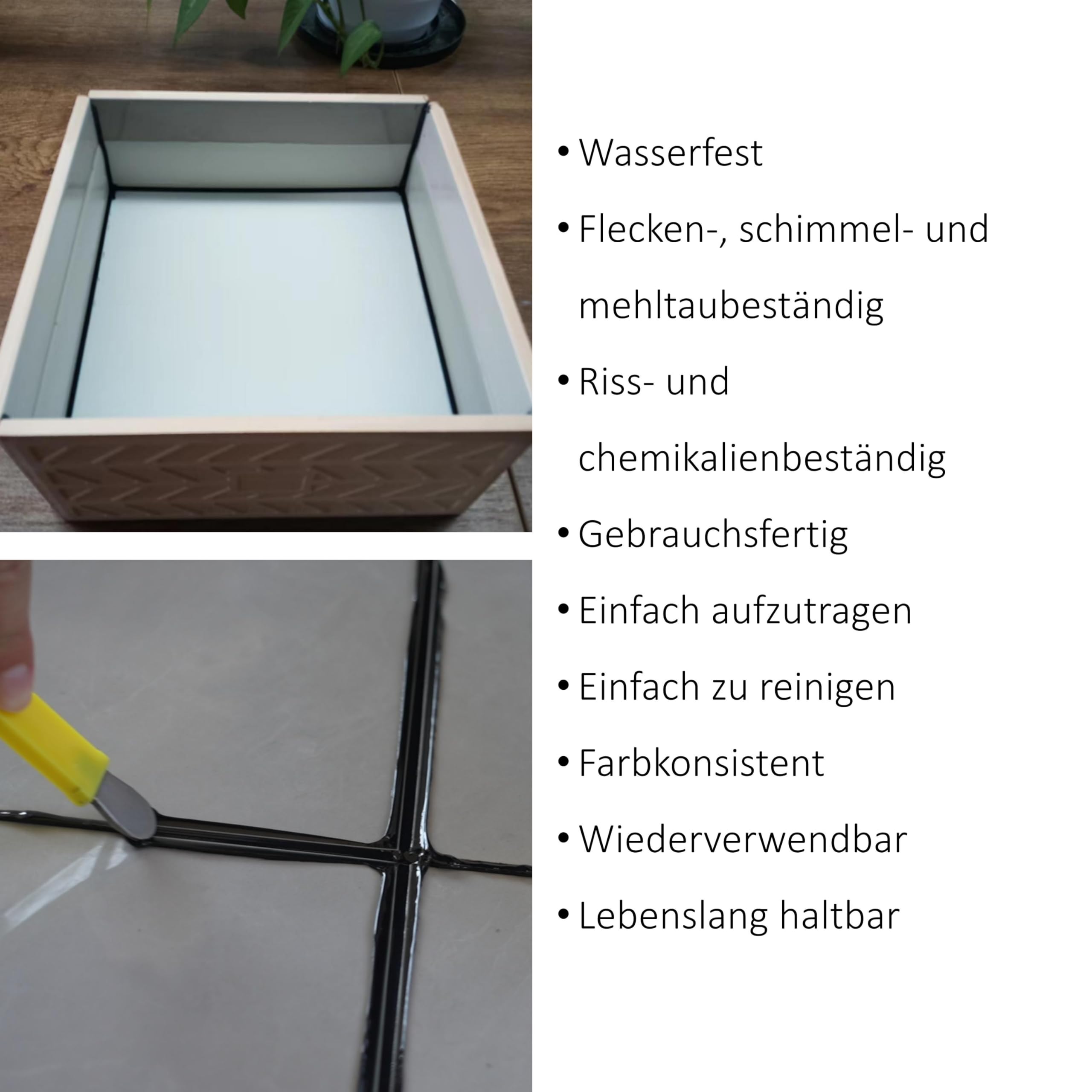 Epoxid-Fugenmörtel für Fliesen und Stein, wasserfest, flecken-, schimmel-, riss- und chemikalienbeständig, für Boden und Wand, gebrauchsfertig, leicht aufzutragen und zu (Warmes Grau, Unsanded, 1 pk)