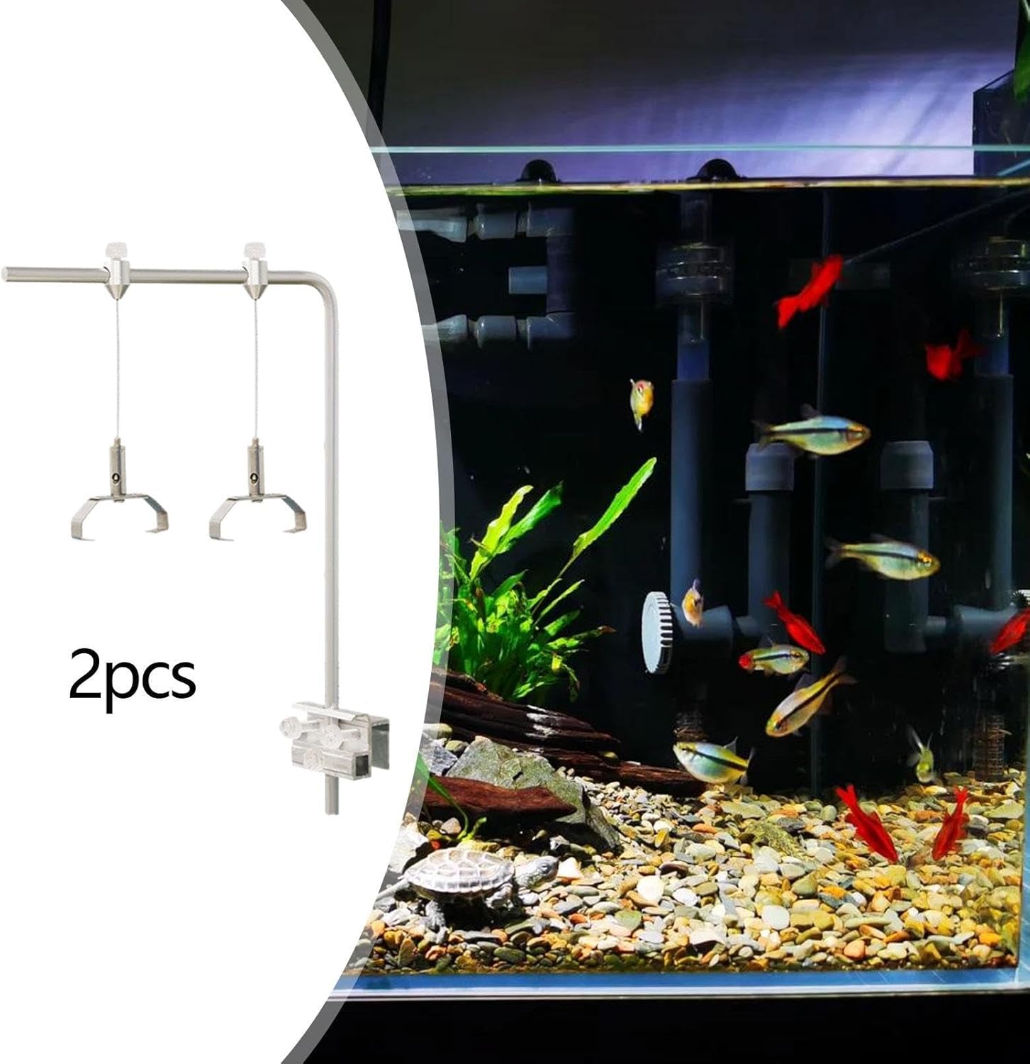 Tank Lamp Holder Aquarium Lamp Bracket Sturdy Lamps Support Aluminum Alloy Racks Aquarium Light Holder Light Riser Stand, with 4 Clips