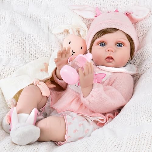 Miniatura 10 de Aori Lifelike Reborn - Muñecas de bebé recién nacido con peso de 22 pulgadas con oso conjunto de juguetes para niños