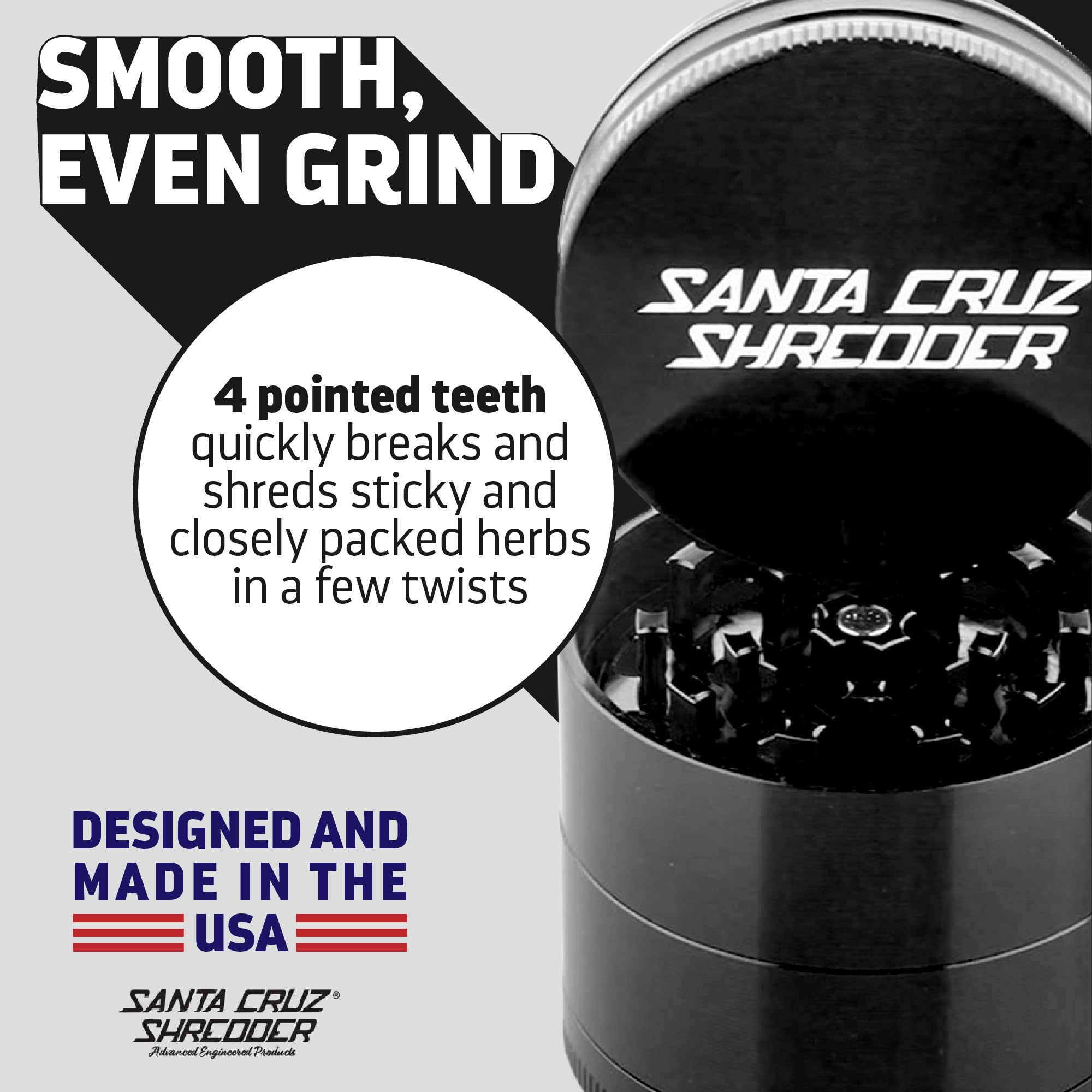 Santa Cruz Shredder Metal Spice Grinder Made in USA (Medium (2.2 Inch), Black) - Image 3