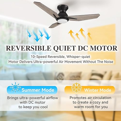 Miniatura 5 de SMAAIR Ventilador de techo inteligente con luz, ventilador de techo para interiores y exteriores con motor de CC, 10 velocidades, temporizador de 8