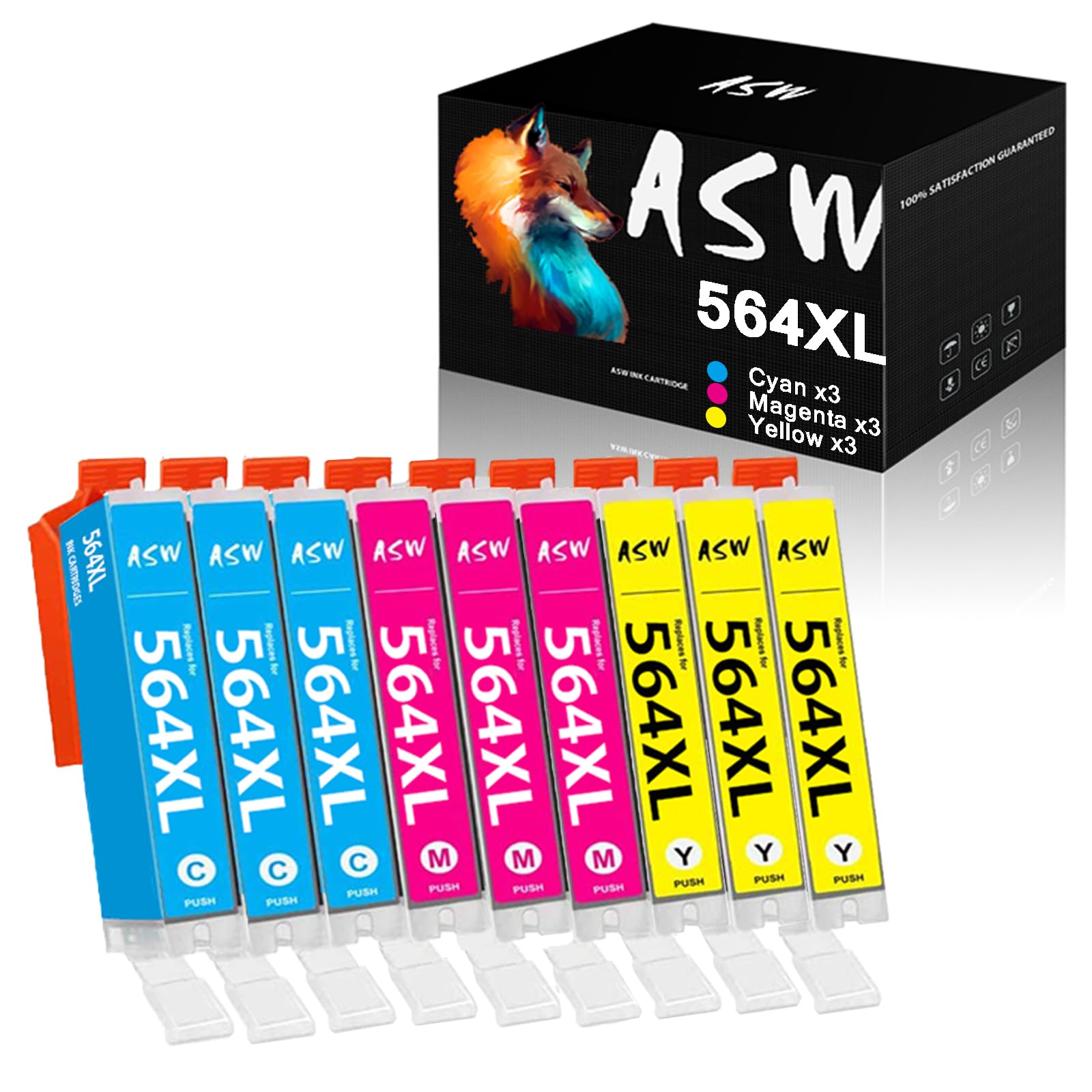 564 XL High Yield Color Compatible Ink Cartridges 9 Pack - Replacement for HP 564XL Ink Cartridge for Use with Photosmart 6520 7520 5520 7525 Printer