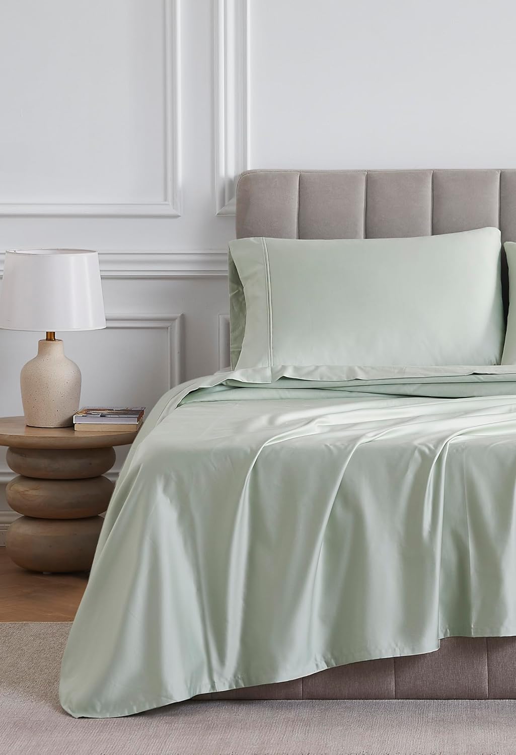Linen Closet Luxury Cotton 1000 Thread Count Egyptian Cotton 4-Piece Sheet Set, Queen, Light Green