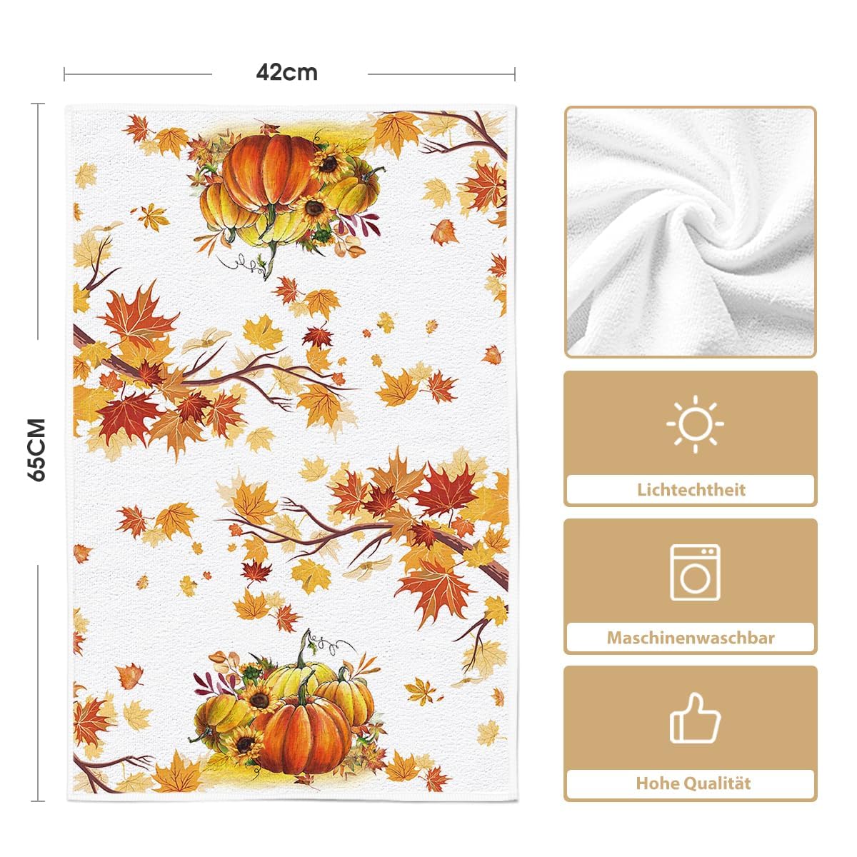 Artoid Mode Herbst Geschirrtücher 2er Set - Kürbisse Ahornblätter Design Küchentücher