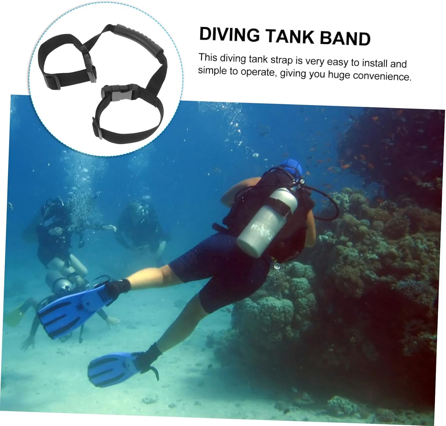 Wear-Resistant Polyester Scuba Diving Tank Strap Elastic Retainer Band Fixing Tool Replacement Accessory for Scuba Snorkeling and Diving Tanks